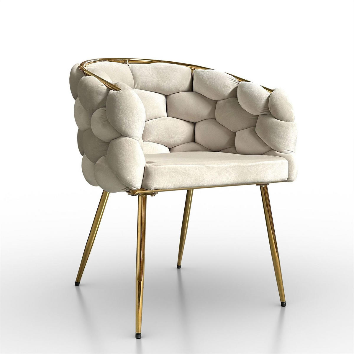 ARMLEHNENSTUHL BLOSSOM - Beige/Goldfarben, Textil (65/80/58cm) - Lookway