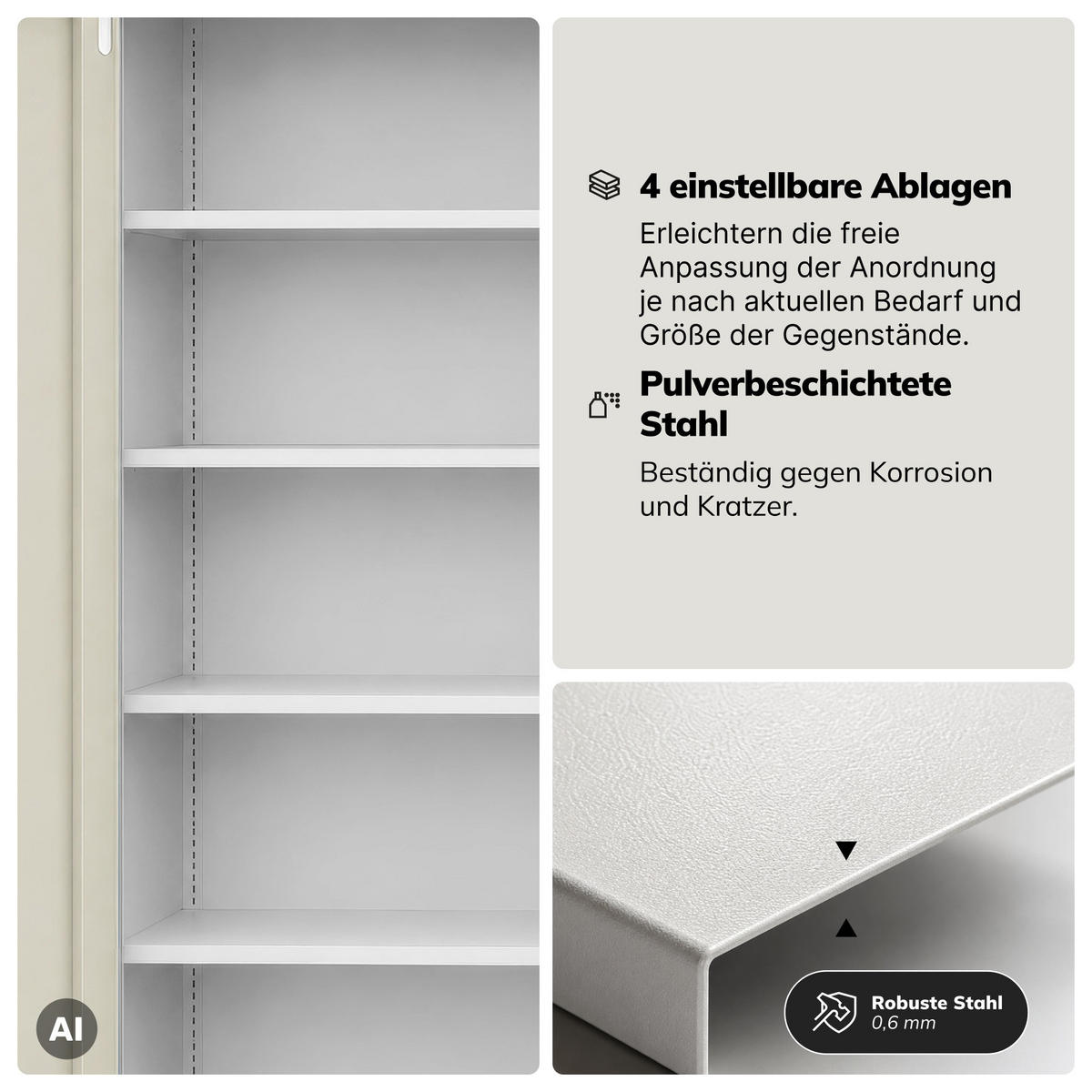 BÜROSCHRANK mit Zahlenschloss DANIEL 185x90x40 cm - Grau/Sonoma Eiche, Metall (90/185/40cm) - Jan Nowak