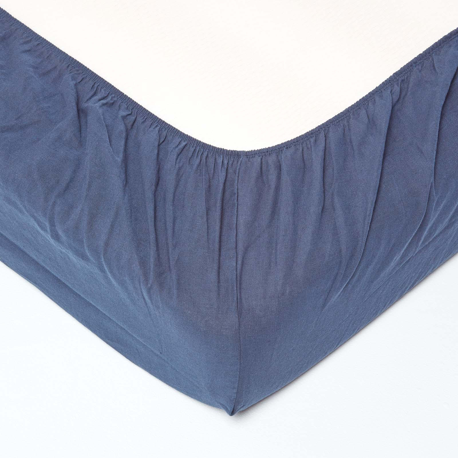 LEINEN-SPANNBETTLAKEN extra hoch, 60% Leinen & 40% Baumwolle - Blau, Textil (180/200cm) - Homescapes