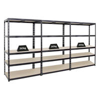 SCHWERLASTREGAL Giant Tiger 3er-Set mit 3x 200x120x60 cm Fachlast 265 kg 5-Ebenen Schwarz - Schwarz, Metall (360/200/60cm) - PROREGAL