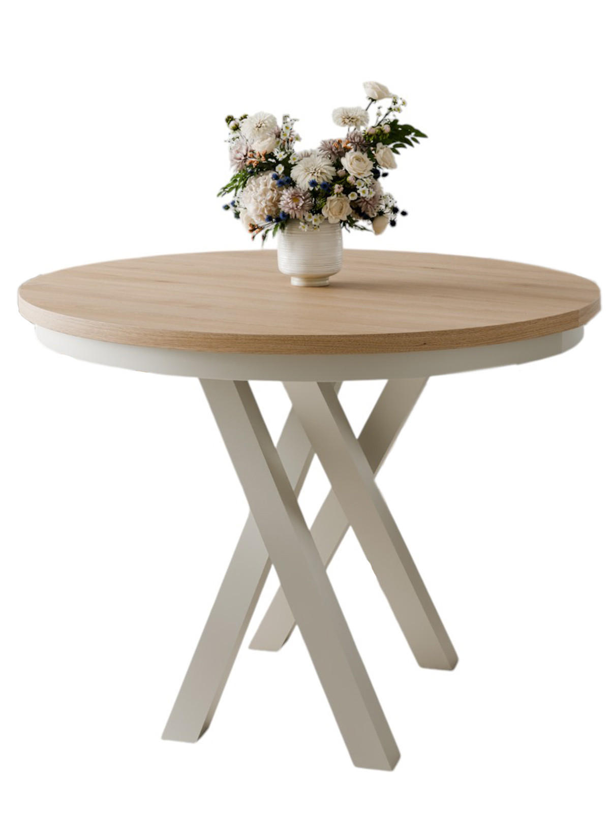 ESSTISCH DAST Rund Eiche craft - Eichefarben/Schwarz, Holzwerkstoff/Metall (100/100/77cm) - Compleo24