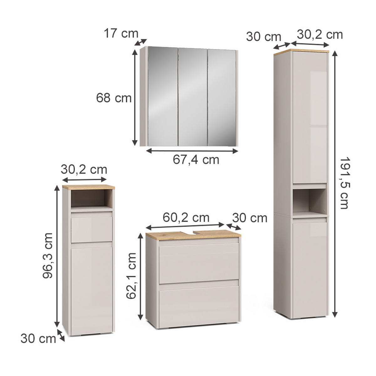 KUPAONSKI SET 4 KOMADA Majest Kašmir/Obrtnički rad - kašmir, leseni material (60.1/62/30.1cm) - Vicco
