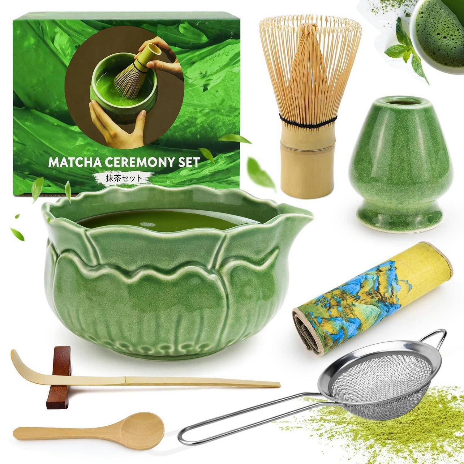 MATCHA Set 8-teilig Keramik Bambus - Grün, Keramik (16.5/1/30.5cm)