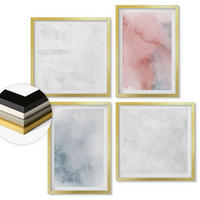 WANDBILDER 4er Set - 50x50 cm & 40x60 cm Goldrahmen - Pastellfarbene Aquarelltexturen - Goldfarben, Kunststoff (50/50cm) - ArtPrintCave