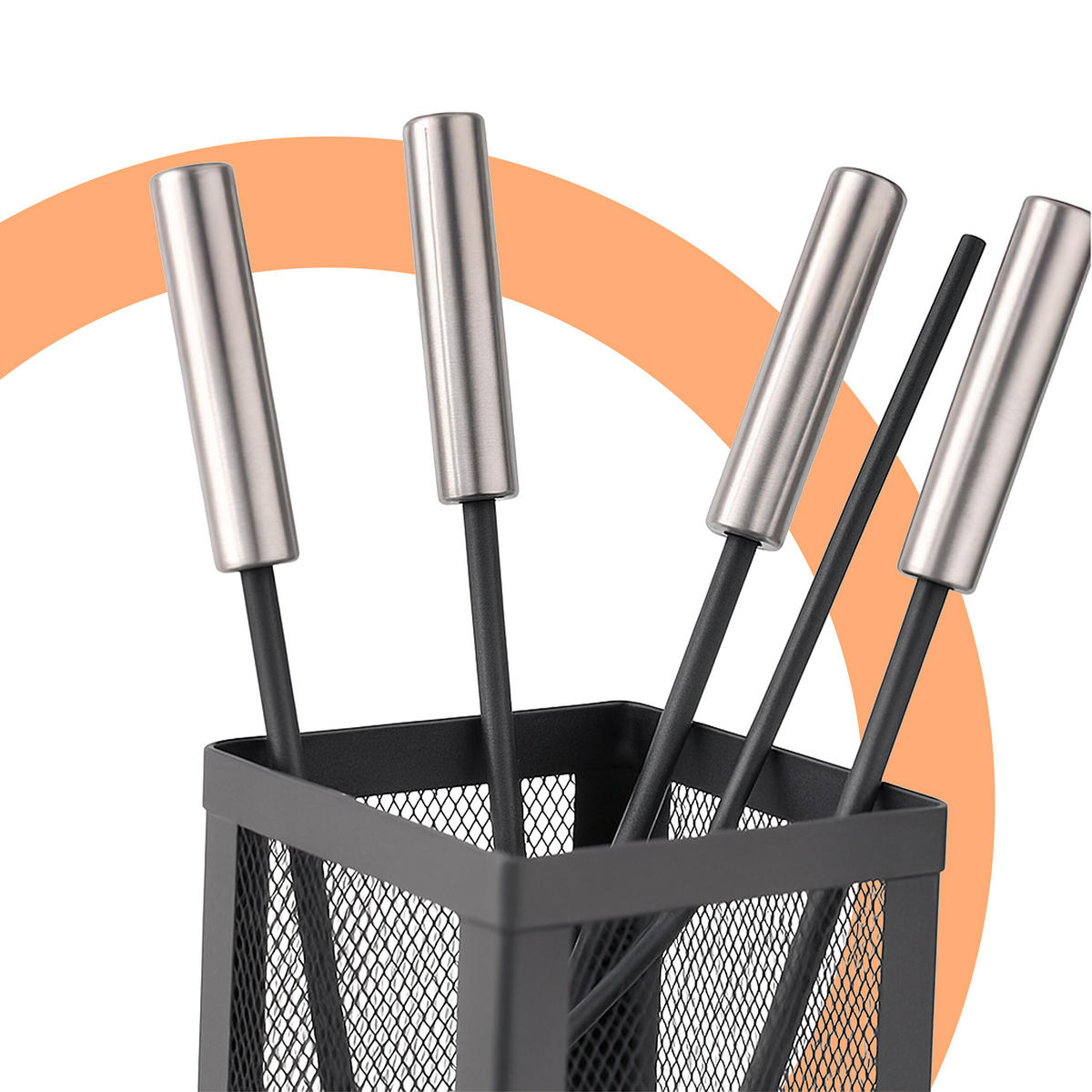 5-TLG.KAMINBESTECK-SET - Schwarz, Metall (16/35/16cm) - Relaxdays