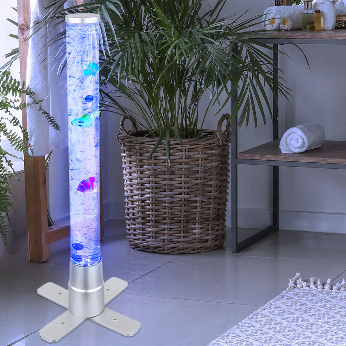 LED STEHLEUCHTE Wassersäule Klar - Klar, Kunststoff (24.6/24.6/61.1cm) - Globo Lighting