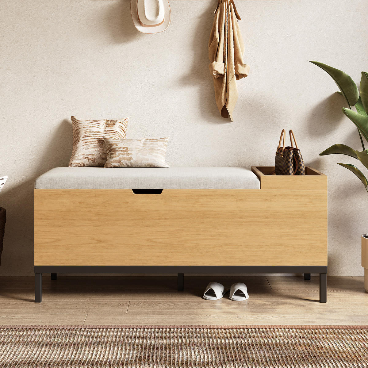 SCHUHBANK Aufbewahrung Sitz natural 115x40x49.5cm - Naturfarben, Holzwerkstoff (40/49.5/115cm) - FLIEKS