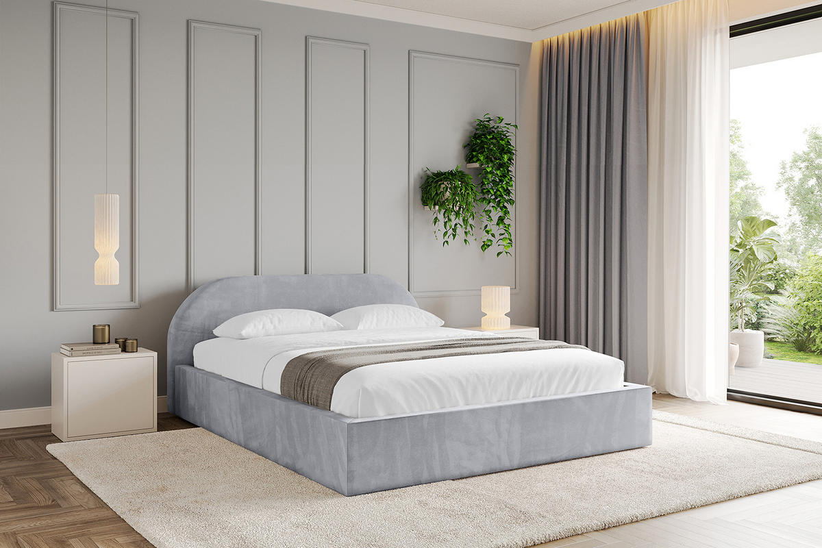 POLSTERBETT mit Bettkasten und Lattenrost, Bett mit Matratze H3/H4 - TIVON-V1 180x200 Hellgrau - Hellgrau, Holzwerkstoff/Textil (180/200cm) - ALTDECOR