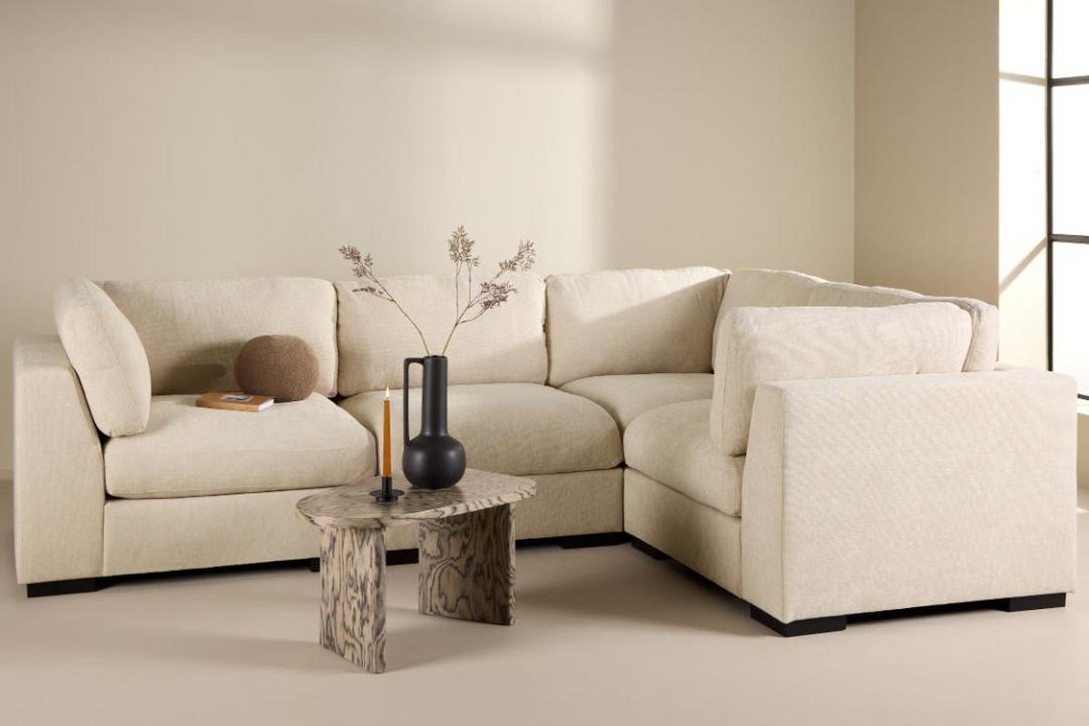 HÖRNSOFFA Salerno 298 x 102 x 86 cm – beige - Beige, Textil/Plast (298/102cm) - ebuy24