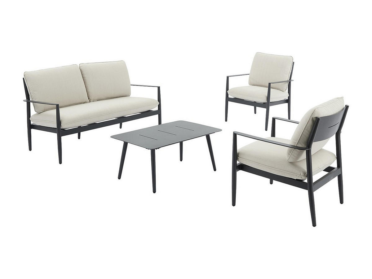 GARTENSITZGRUPPE im Set - 4 Personen - metall - anthrazitgrau Tavinya - Anthrazit, Metall - Vente-Unique
