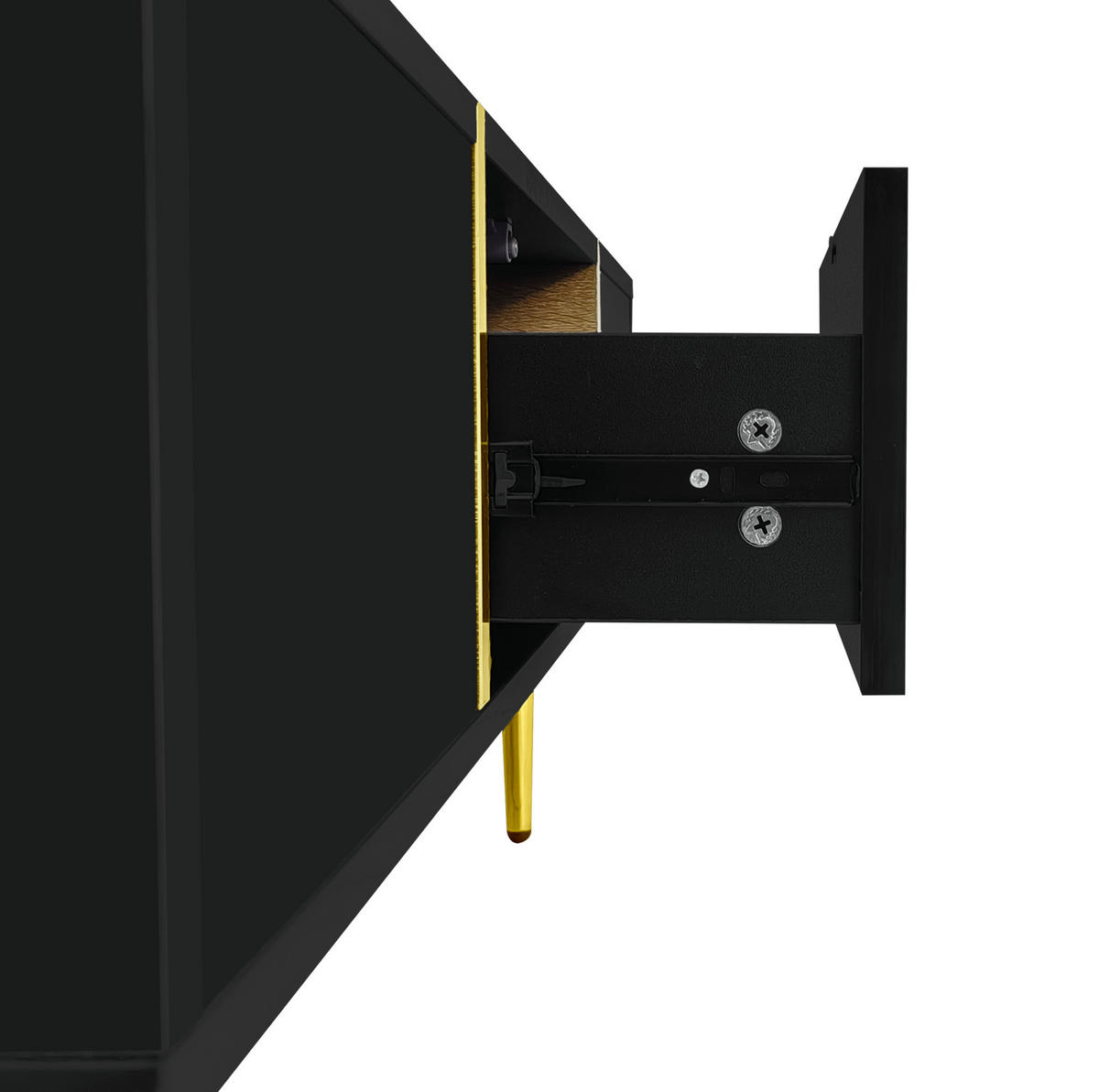 COUCHTISCH aus MDF 100x60x41,5 cm Schwarz Hochglanz mit 2 Schubladen - Schwarz, Holzwerkstoff (100/60/41.5cm) - IVMEU
