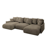 WOHNLANDSCHAFT mit Schlaffunktion und Bettkasten ONESK-U-v1 317x177x72 Braun Velours - Braun, Holzwerkstoff/Kunststoff (317/72/177cm) - ALTDECOR