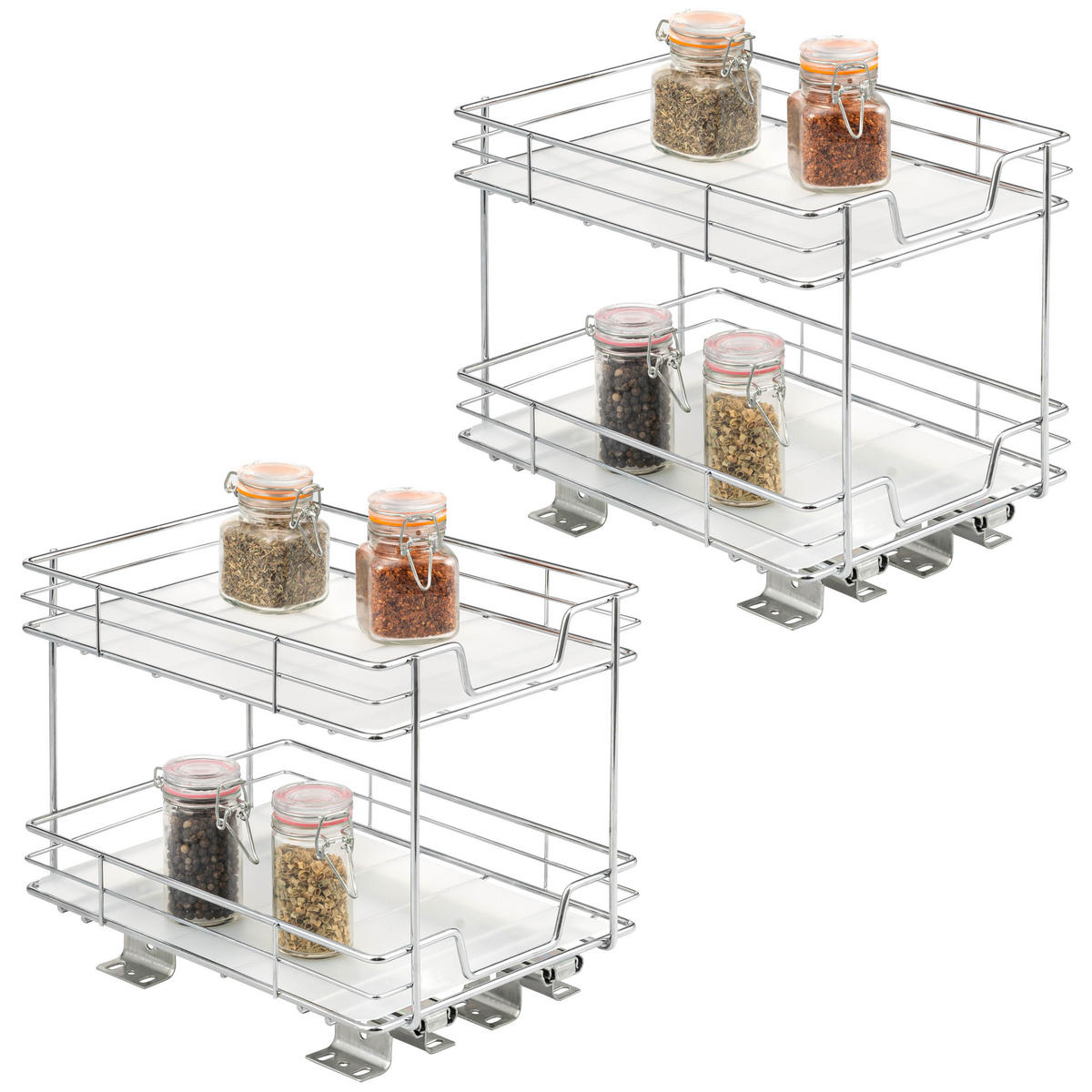 KORBAUSZUG (2er Set), 2-stöckig, Chrom - Silberfarben, Metall (21/23.5/28cm) - bremermann