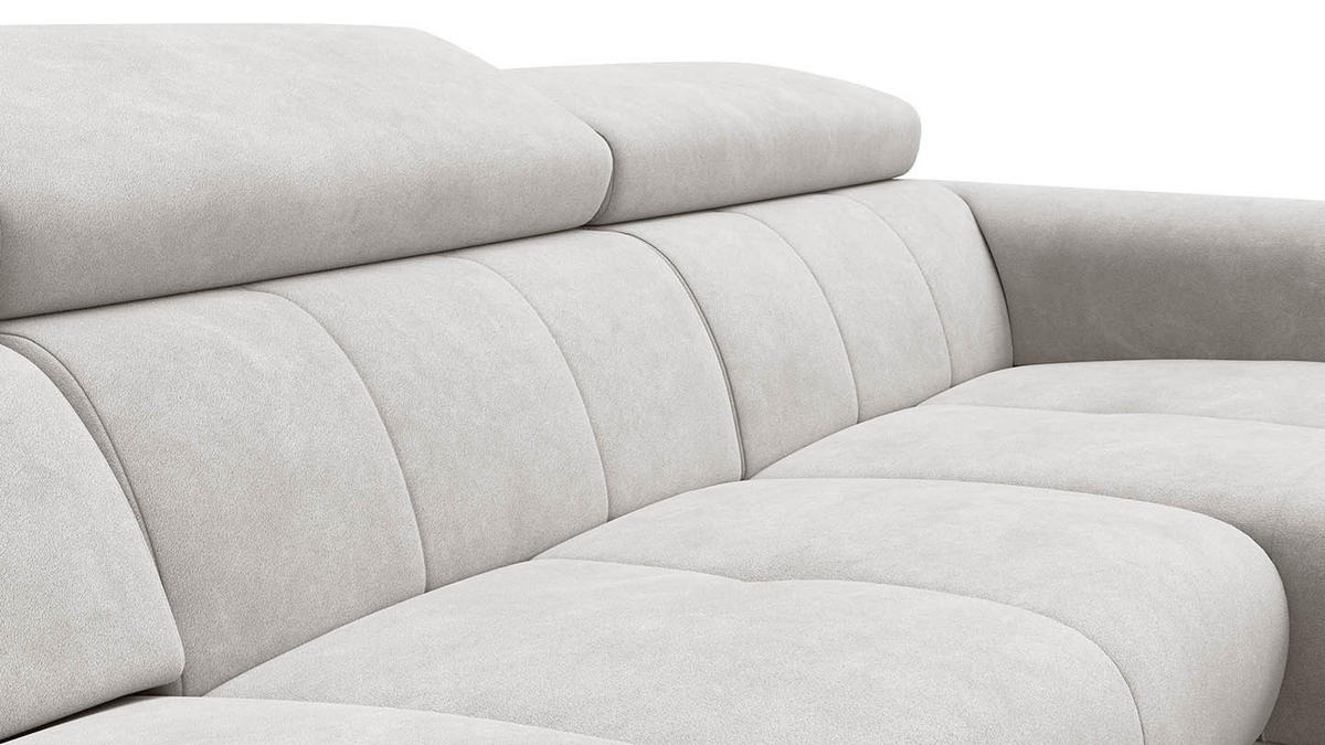 ECKSOFA RODEN 4-Sitzer mit Relax, creme, Veloursstoff - Creme, Holz/Textil (268/92cm) - Wozimo