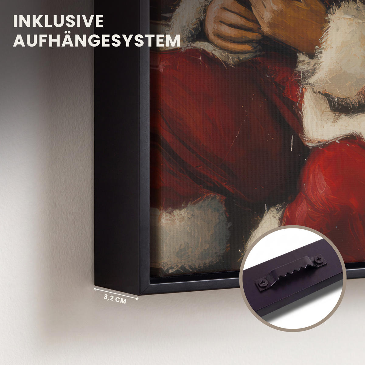 LEINWAND Bilder mit Rahmen - Weihnachten - Weihnachtsmann - Winter - Open Fireside - 20x30 - Dunkelrot, Textil (20/30cm) - MuchoWow