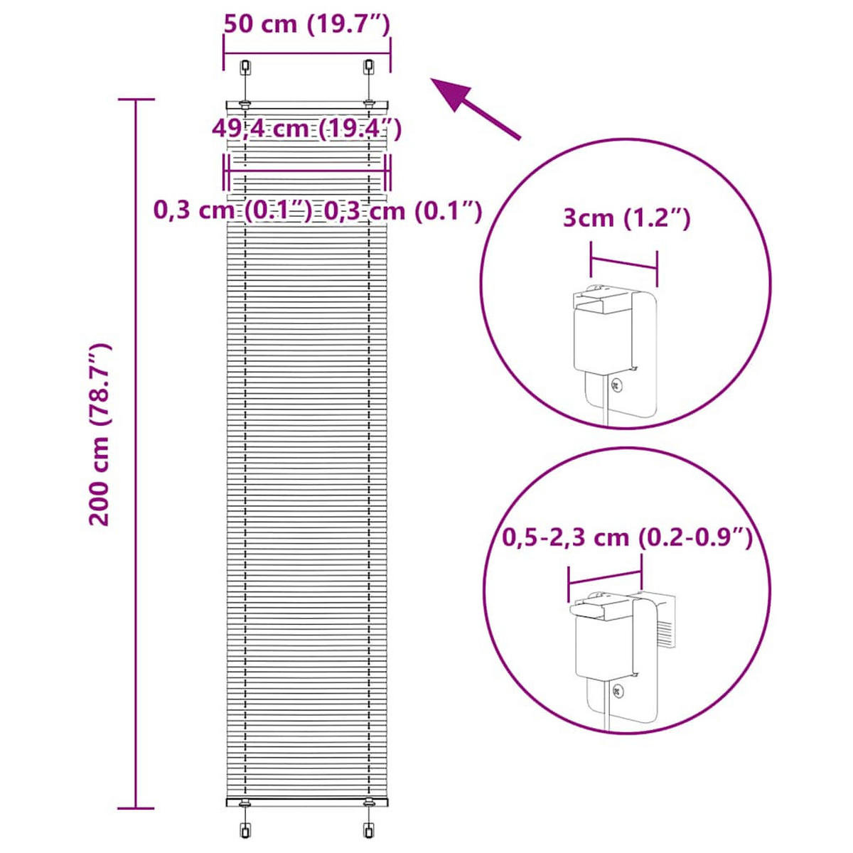 PLISSEE 50/200 cm Stoffbreite 49,4 cm aus Polyester Weiß - Weiß, Textil (50/200cm) - vidaXL