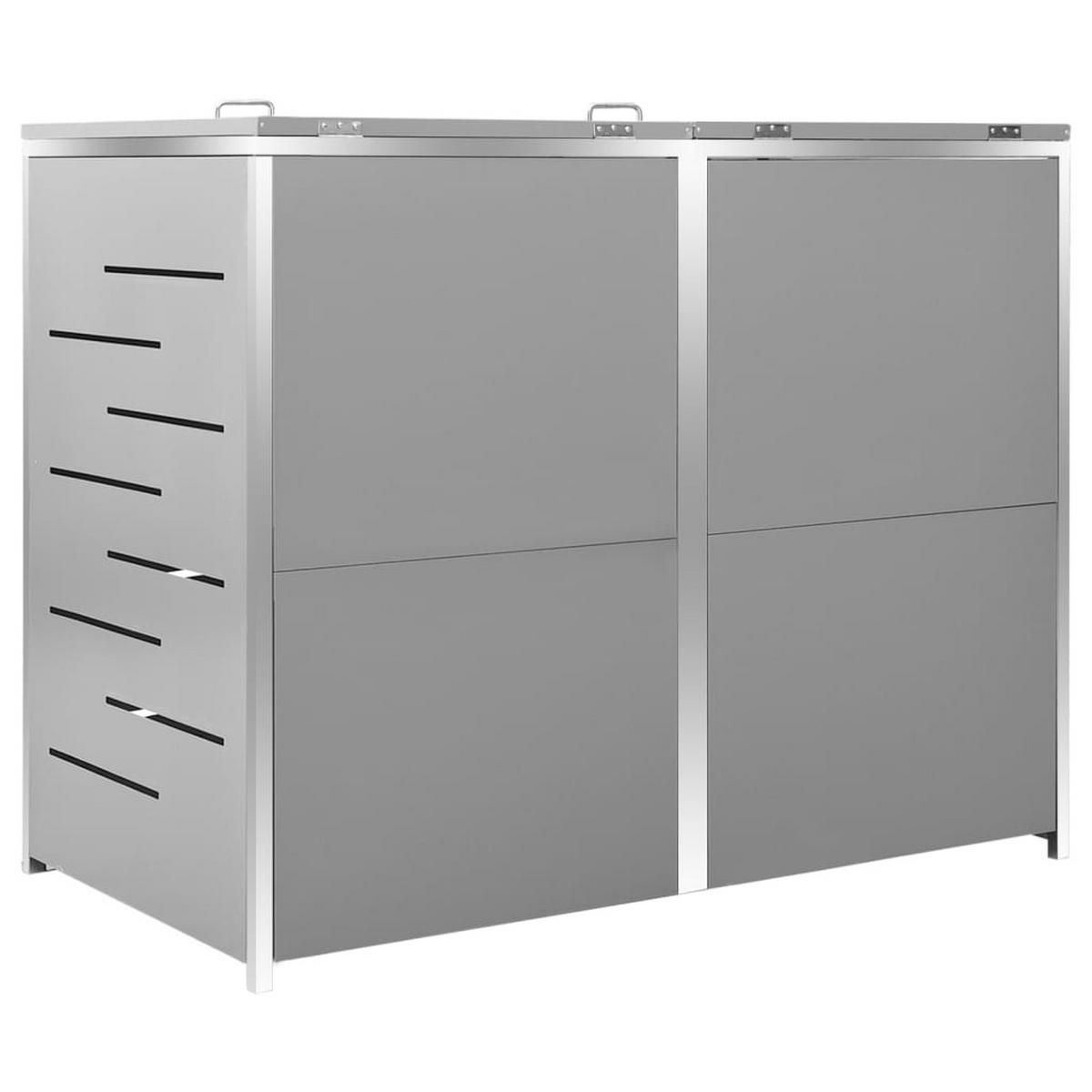2ER Mülltonnenbox JAGU Edelstahl | Grau | 115,5x138x77,5cm | Für 2 Tonnen 240L - Grau, Metall (138/115.5/77.5cm) - DELUKE