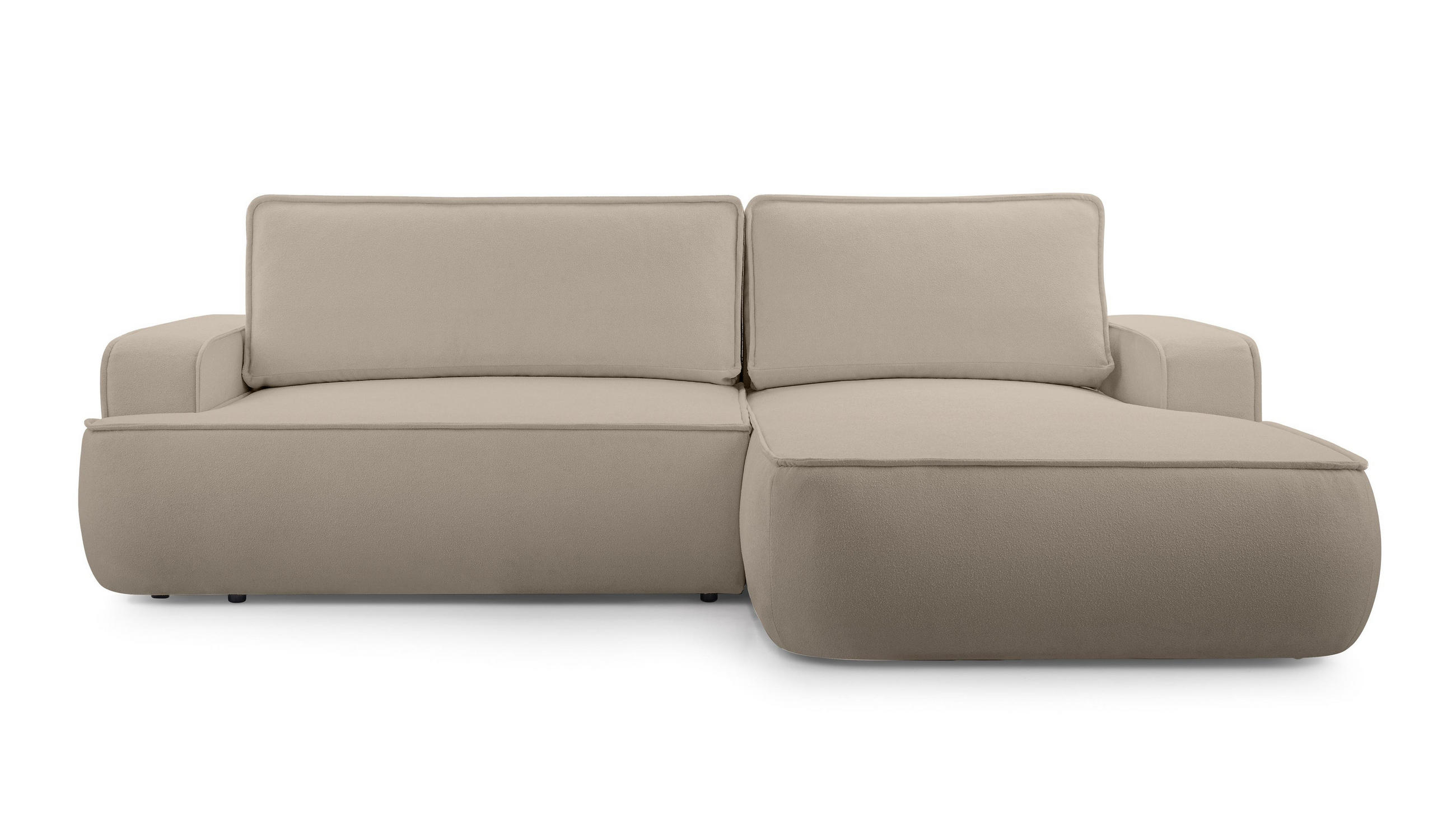 ECKSOFA L Form Ablia Beige 267/168/87 cm mit Schlaffunktion R - Beige/Schwarz, Kunststoff/Textil (267/168cm) - AX Living