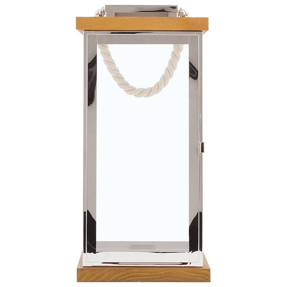 LATERNE Silber Borneo - Silberfarben/Braun, Holz (19/41/19cm) - Beliani