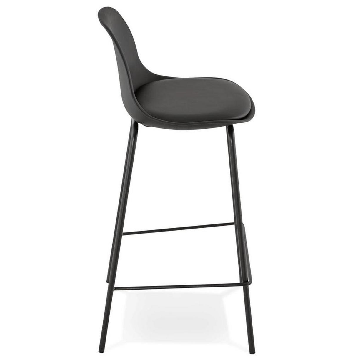 BARHOCKER Kunstleder Metallgestell Sitzhöhe 65cm Rückenlehne RENIXA MINI, Schwarz 42x41,5x86,5 cm - Schwarz, Kunststoff/Textil (42/87/42cm) - KADIMA DESIGN