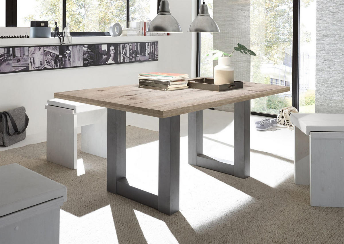 ESSZIMMERTISCH Eila 4 140 x 90 x 75 Esstisch Graphit/Sandeiche - Naturfarben, Holz (140/90/75cm) - 58aufmkessel