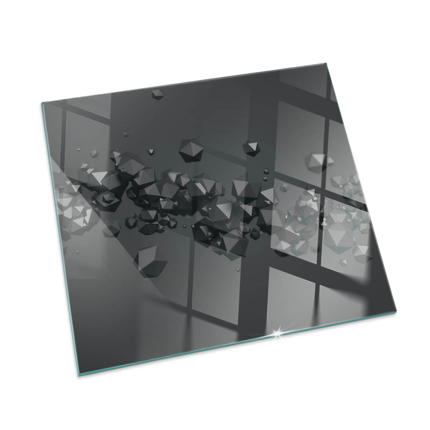 GLASPLATTE für Kamin 50 × 50 cm Schwarz - Schwarz, Glas (50/50/0.4cm) - ArtPrintCave