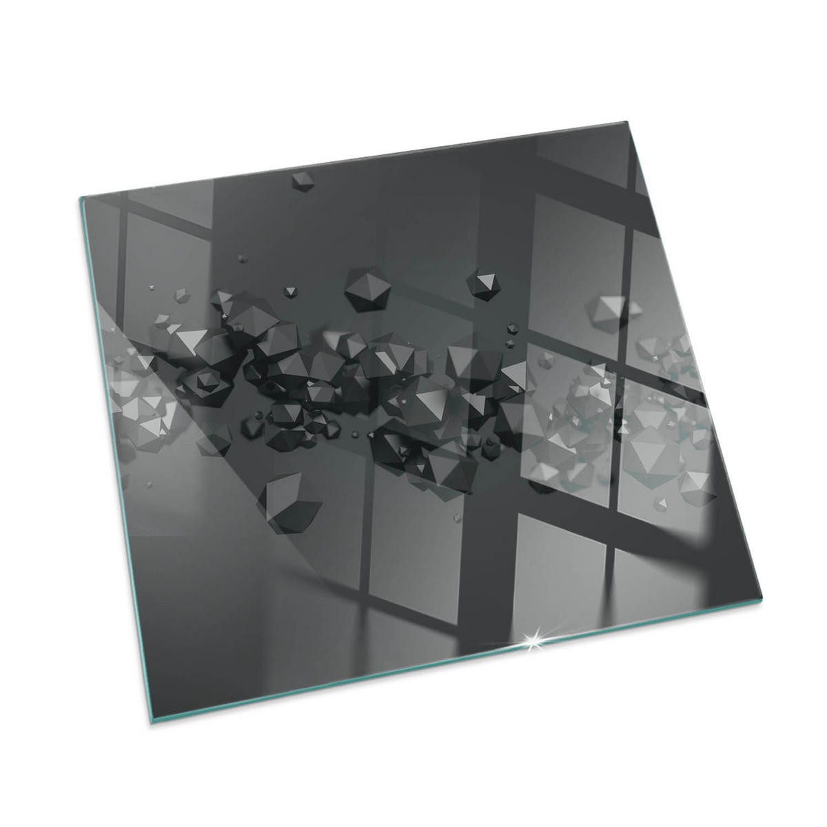 GLASPLATTE für Kamin 50 × 50 cm Schwarz - Schwarz, Glas (50/50/0.4cm) - ArtPrintCave