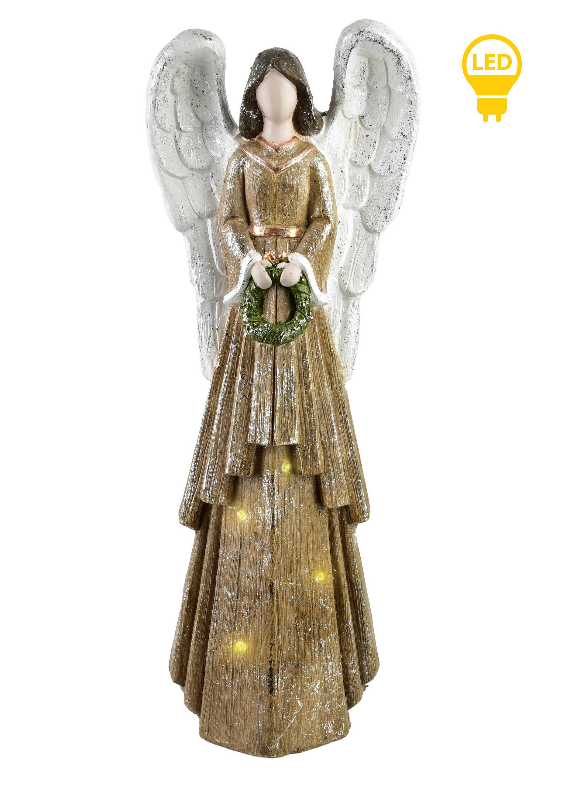 LED-DEKOFIGUR Angel Beige 23x13x63cm Keramik - Beige, Keramik (13/63/23cm) - Mondex