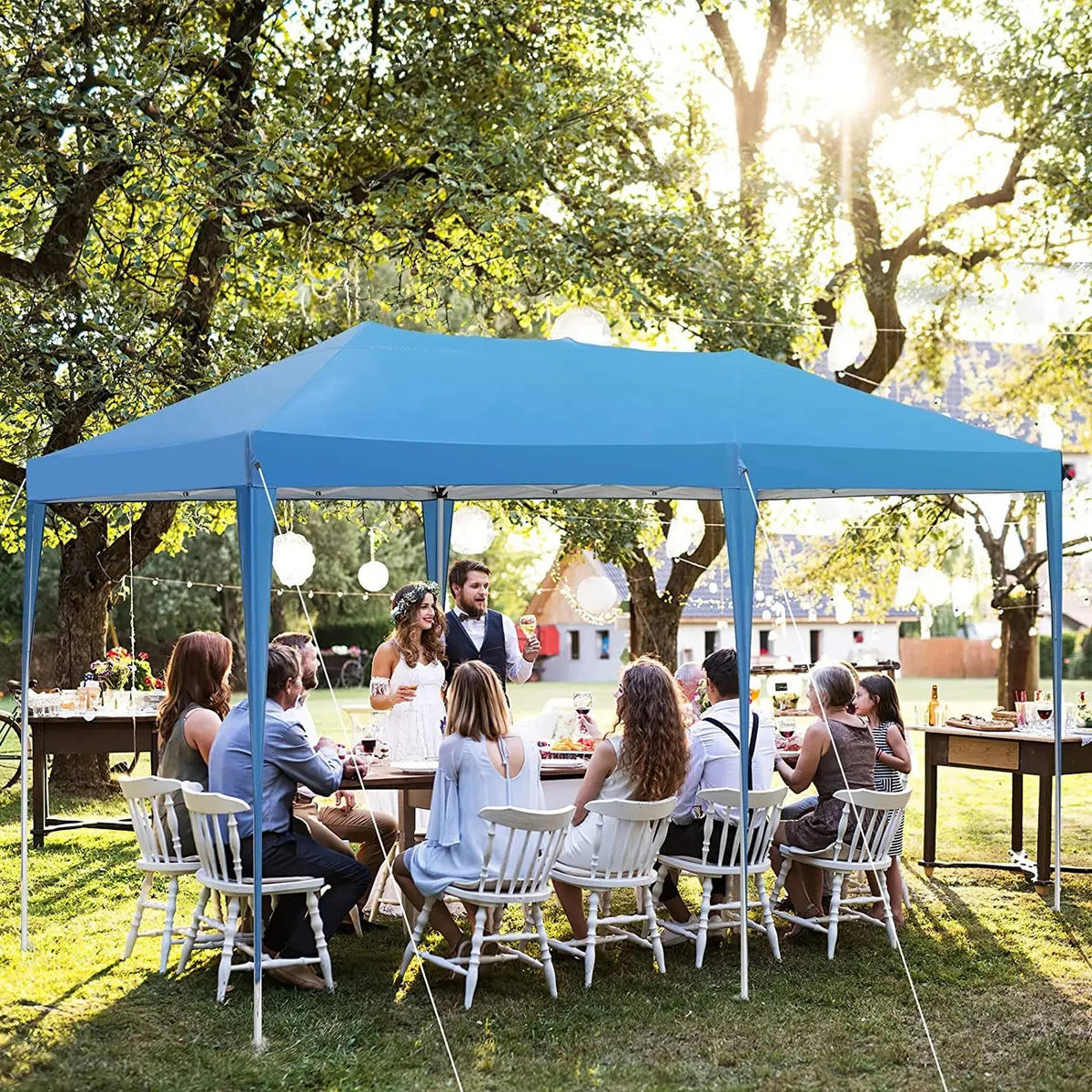 PAVILLON 3x6 m Dunkelgrau mit 6 Seitenteilen - Dunkelgrau, Textil/Metall (600/300cm) - Kaket