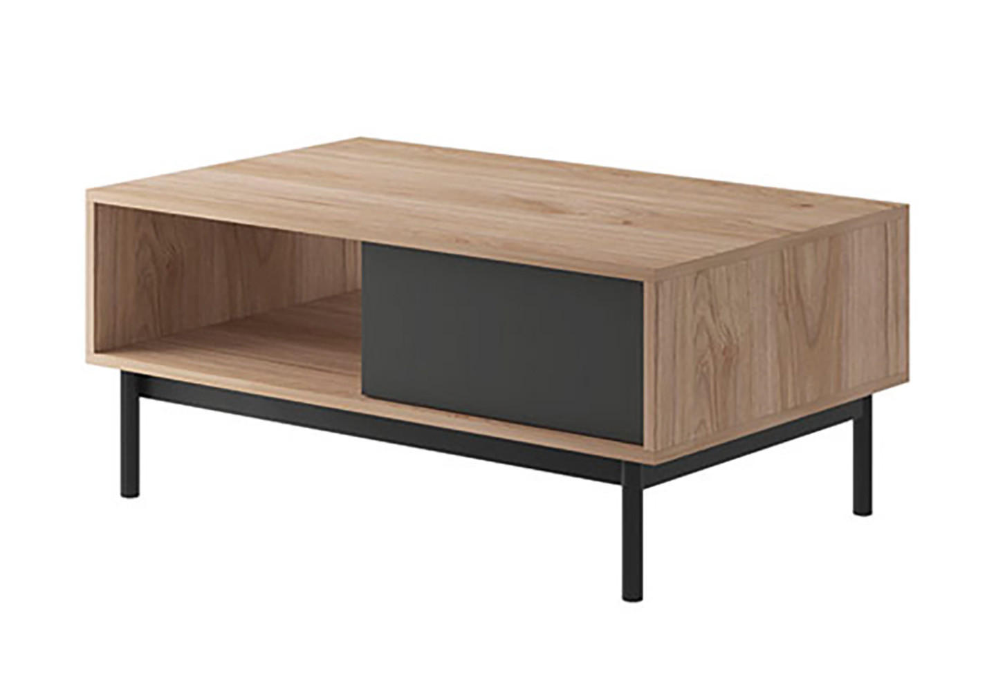 COUCHTISCH Basic Jackson Hickory / graphit 104 / 68 / 47cm - Schwarz/Braun, Holz/Holzwerkstoff (68/104/47cm) - Feldmann-Wohnen