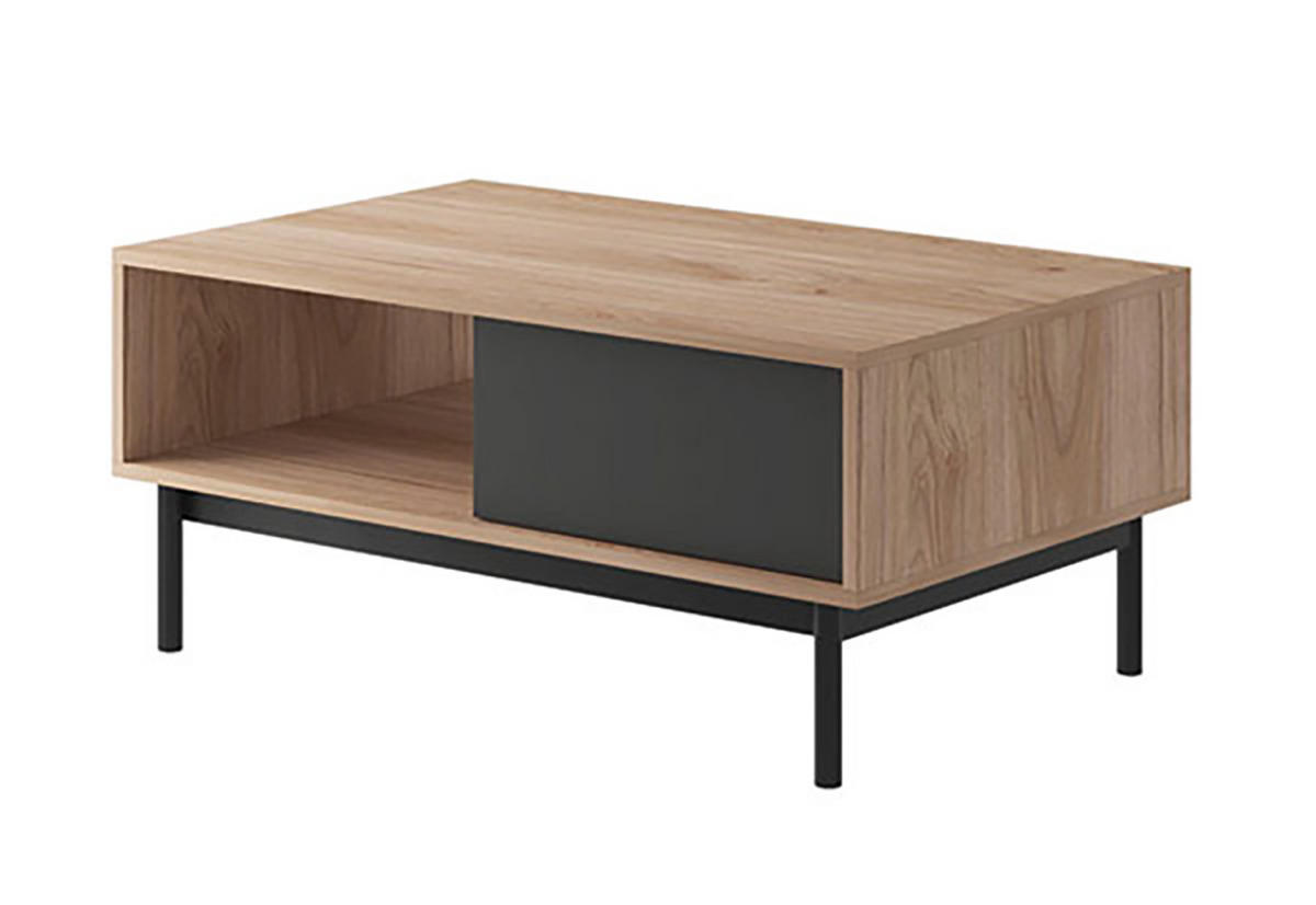 COUCHTISCH Basic Jackson Hickory / graphit 104 / 68 / 47cm - Schwarz/Braun, Holz/Holzwerkstoff (68/104/47cm) - Feldmann-Wohnen