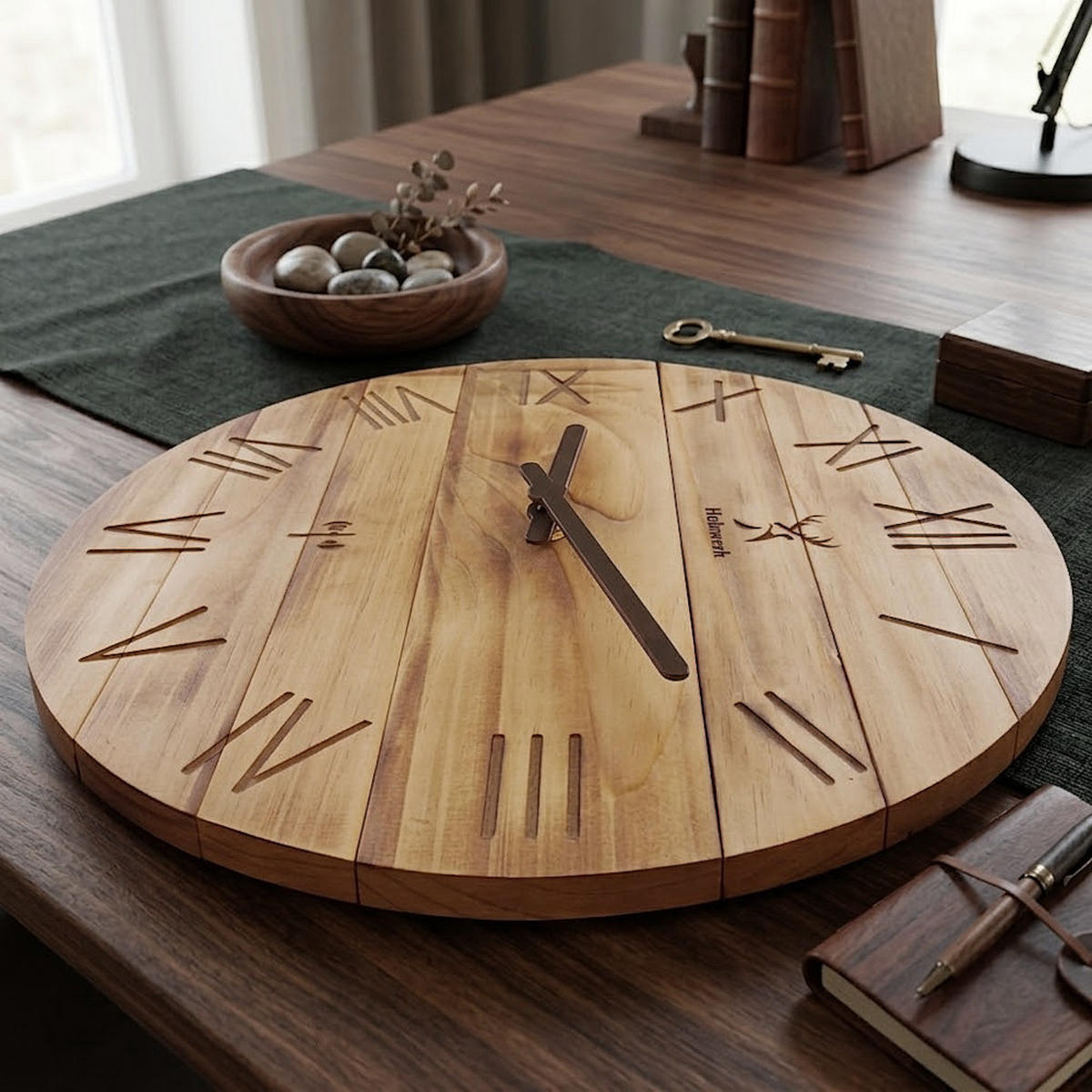 WANDUHR Holz Designer NEUBURG (FUNK) Loft Wand Uhr, beige - Beige, Holz (35/35/2.2cm) - Holzwerk