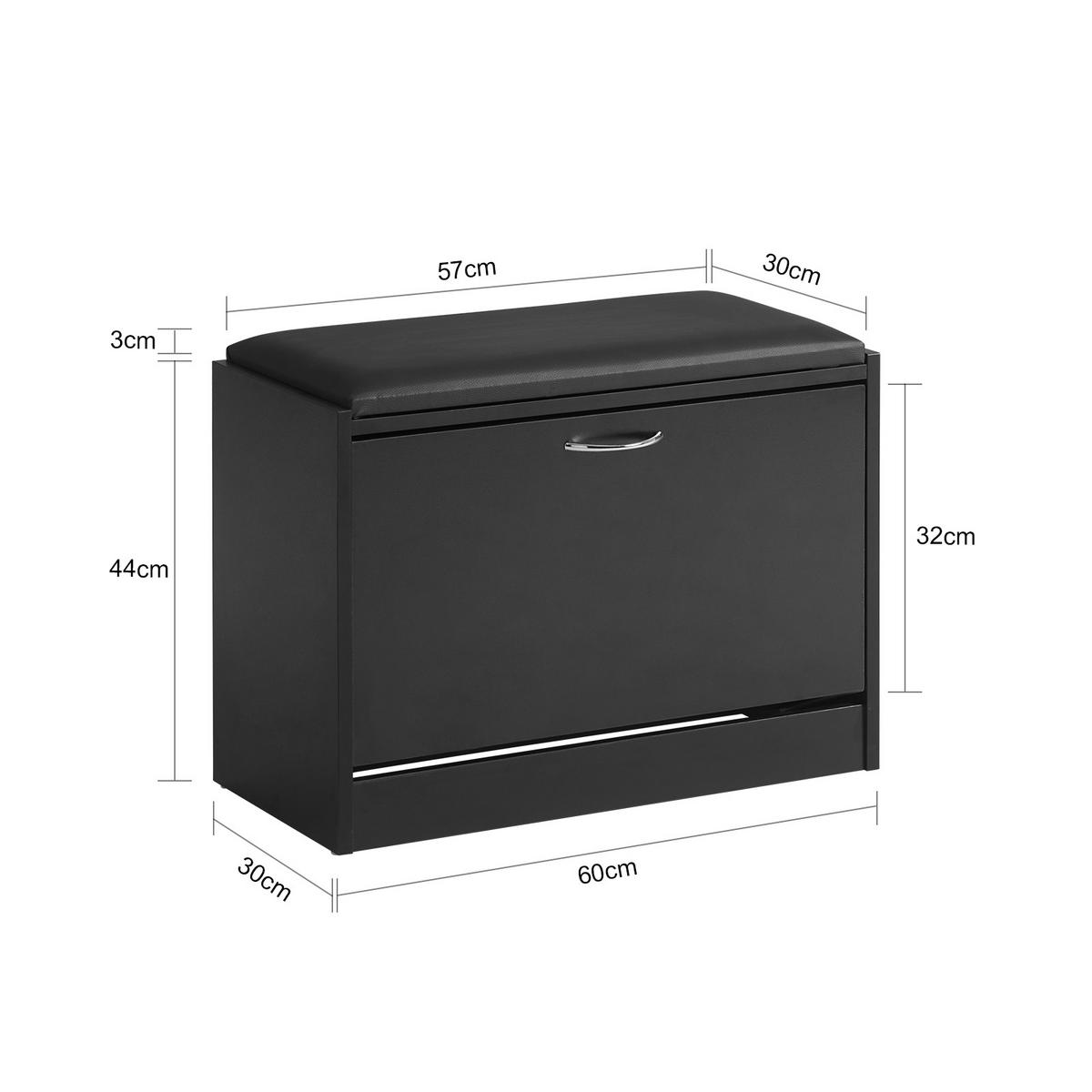 SCHUHBANK Schwarz - Schwarz, Holzwerkstoff (60/47/30cm) - SoBuy