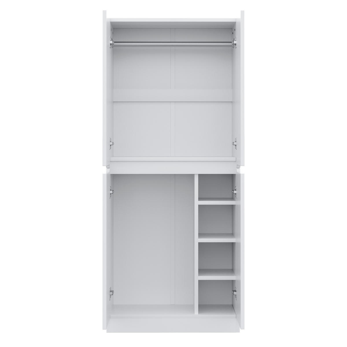 KLEIDERSCHRANK 70x40x170cm 2 Türen Stauraum Weiß - Weiß, Holz (70/170/40cm) - FLIEKS
