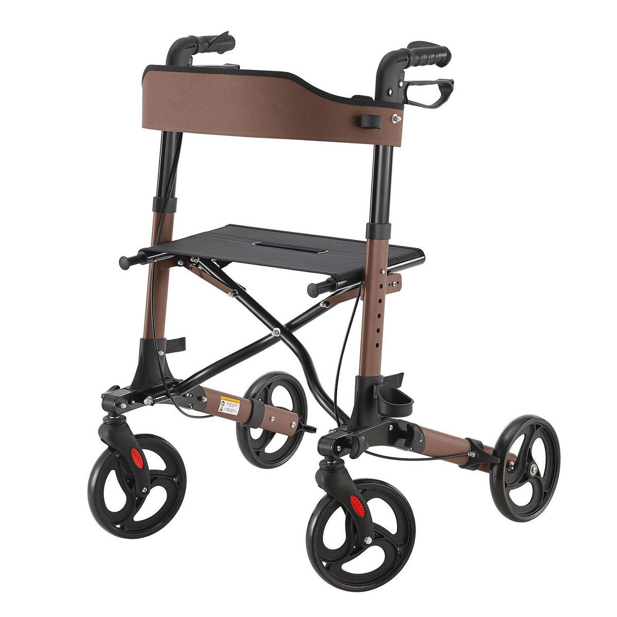 ROLLATOR Vital braun klappbar mit Sitzfläche & Einkaufstasche - Braun, Metall (63/80/68cm) - Juskys