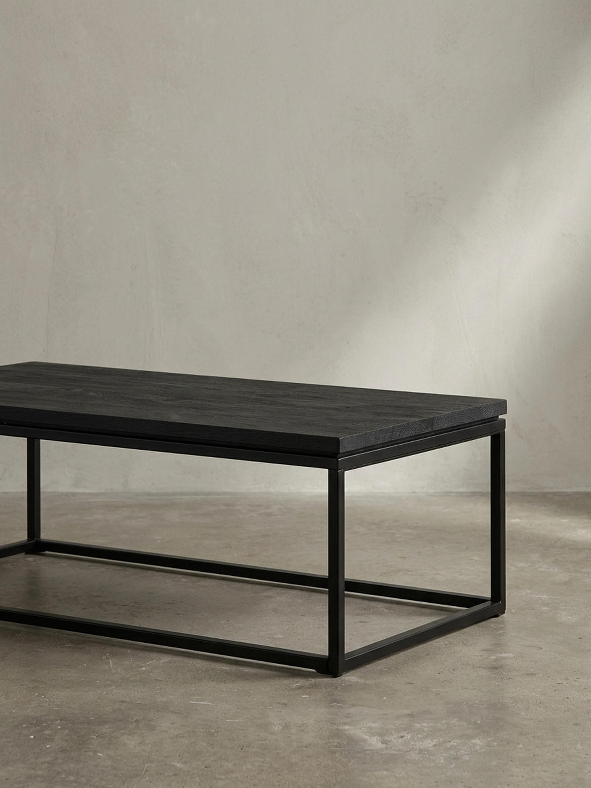 COUCHTISCH aus Mango Massivholz und Metall, Quadratisch, Natürliche Holzmaserung, Schwarz 120 x 60 x 40 cm - Schwarz, Holz/Metall (60/120/40cm) - KADIMA DESIGN