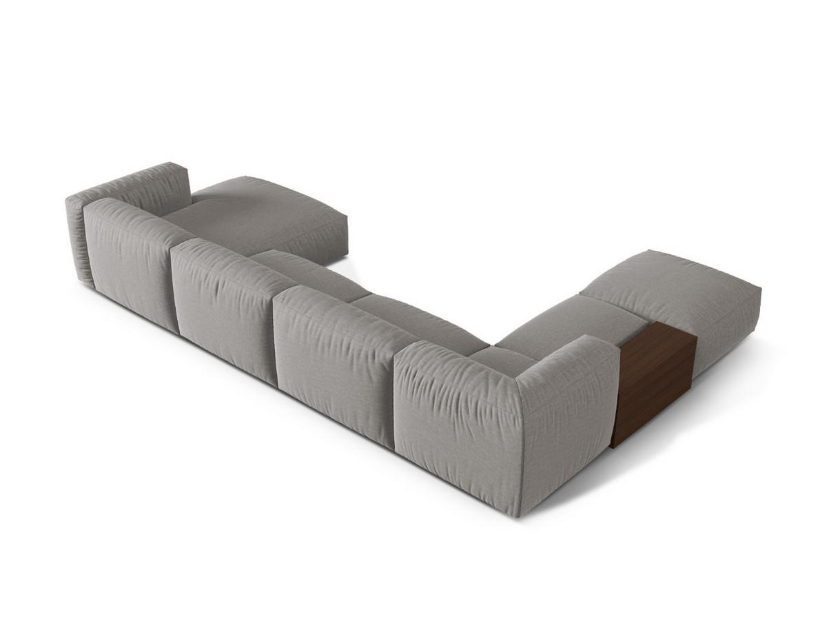 MODULARES-PANORAMASOFA links Martina aus strukturiertem Stoff hellgrau 5 Sitzplätze - Hellgrau, Textil (280/75/406cm) - Micadoni