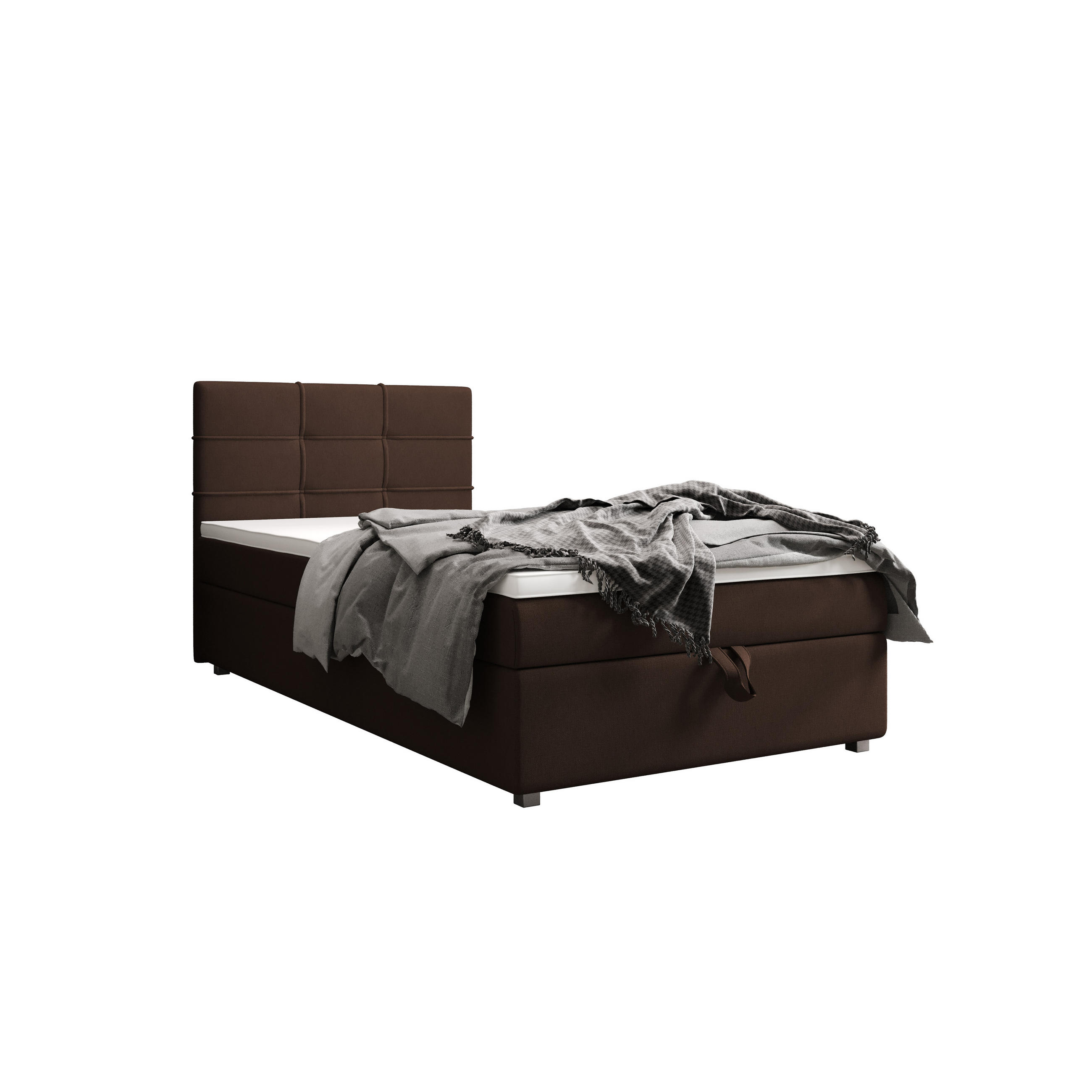 BOXBETT FADO 22 mit Matratze H3, Bonell und Topper 80x200 Cosmic 800 - Dunkelbraun, Textil (80/200cm) - Bedante