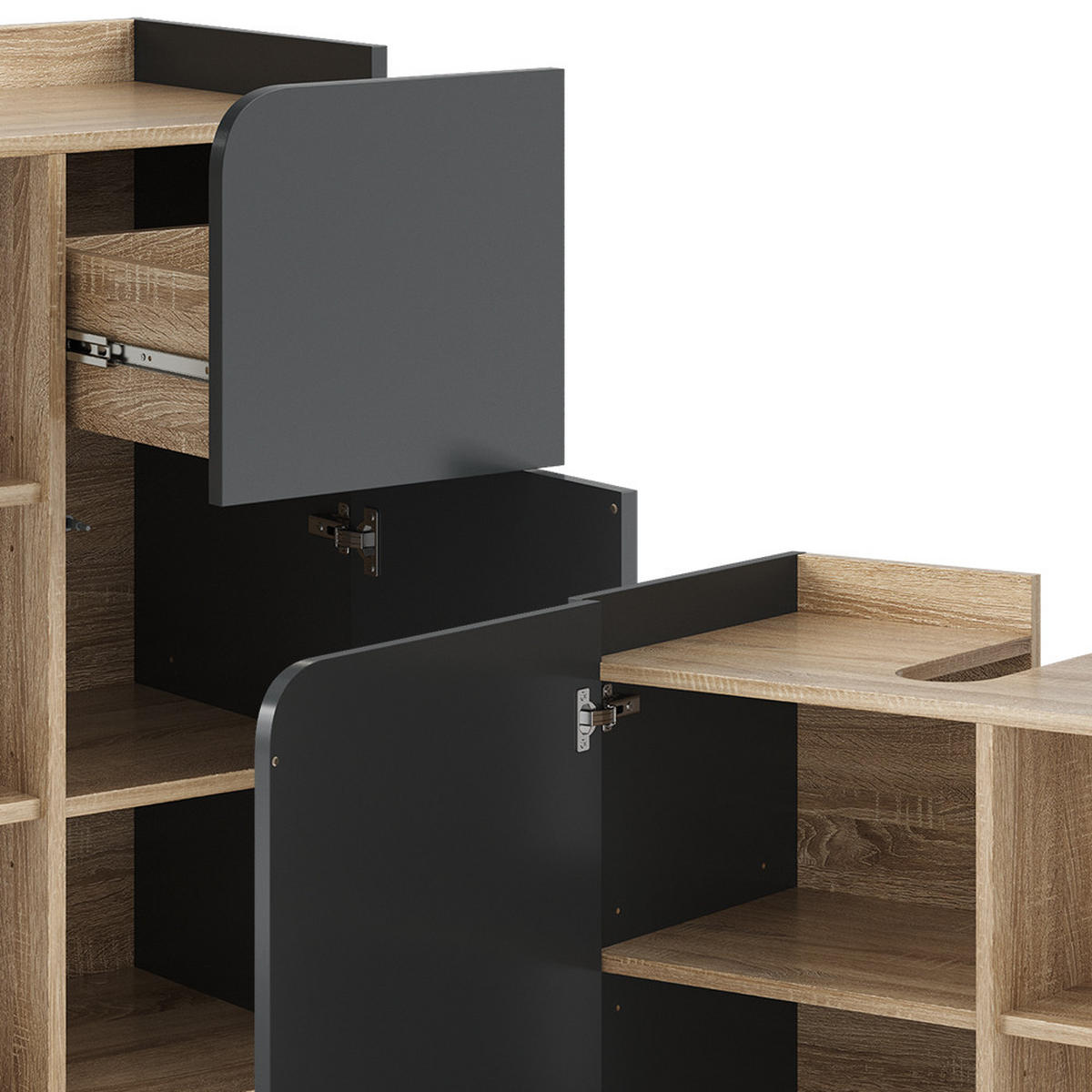 BADMÖBEL-SET Karen Anthrazit 4 Teile - Anthrazit, Holzwerkstoff (60/65/35cm) - Vicco
