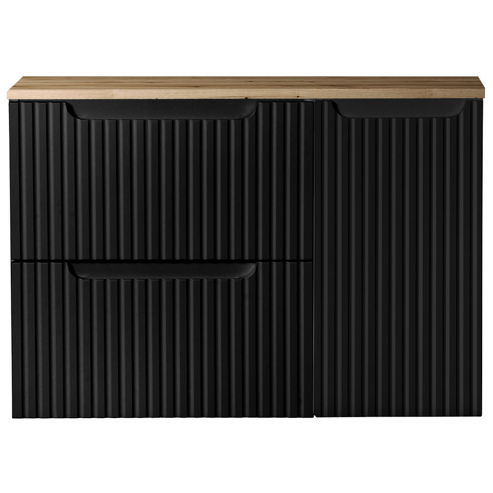 WASCHBECKENSCHRANK Newport-56 - Schwarz, Holzwerkstoff (80/60/40cm) - Lomado