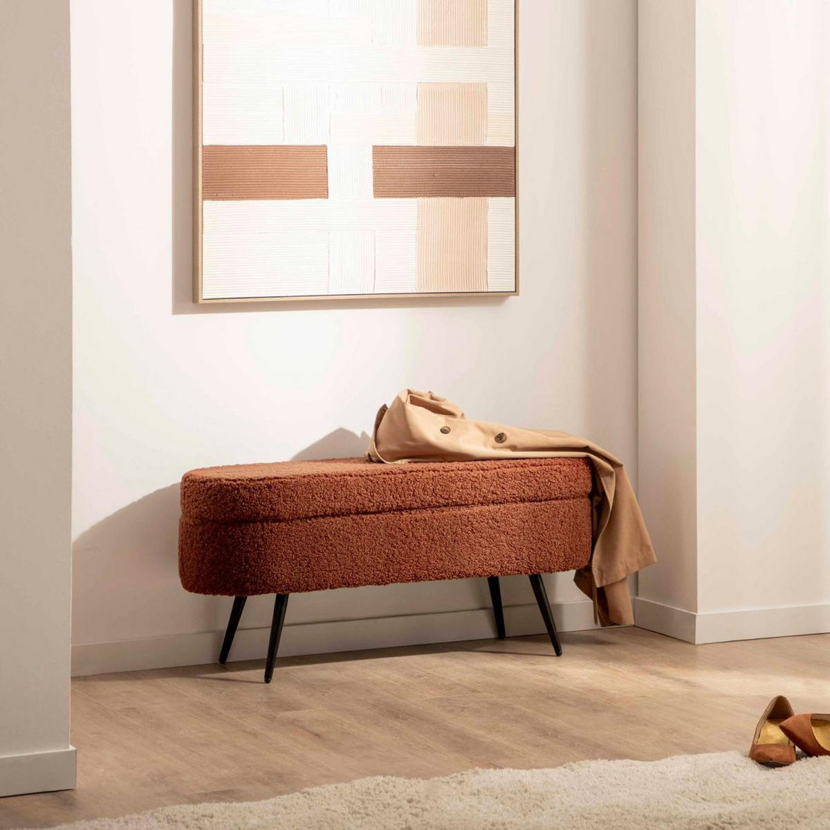 BANK Jelen Terrakotta / Orange 100 cm x 46 cm - Terracotta, Textil (100/46/36cm)