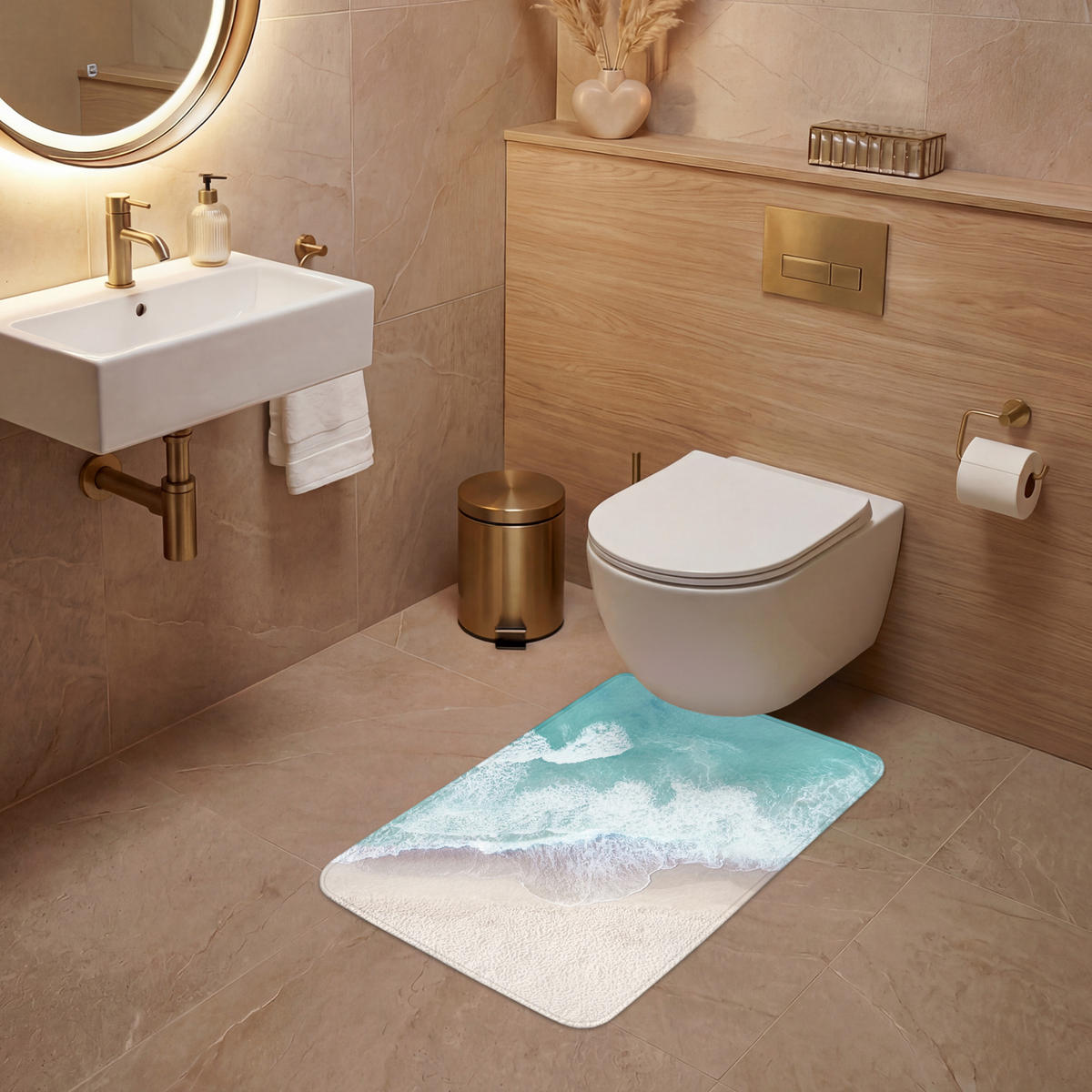 WC PŘEDLOŽKA Pláž - Moře - Příroda - Léto 50x80 cm - tyrkysová, textil/plast (50/1cm) - OnlyWow