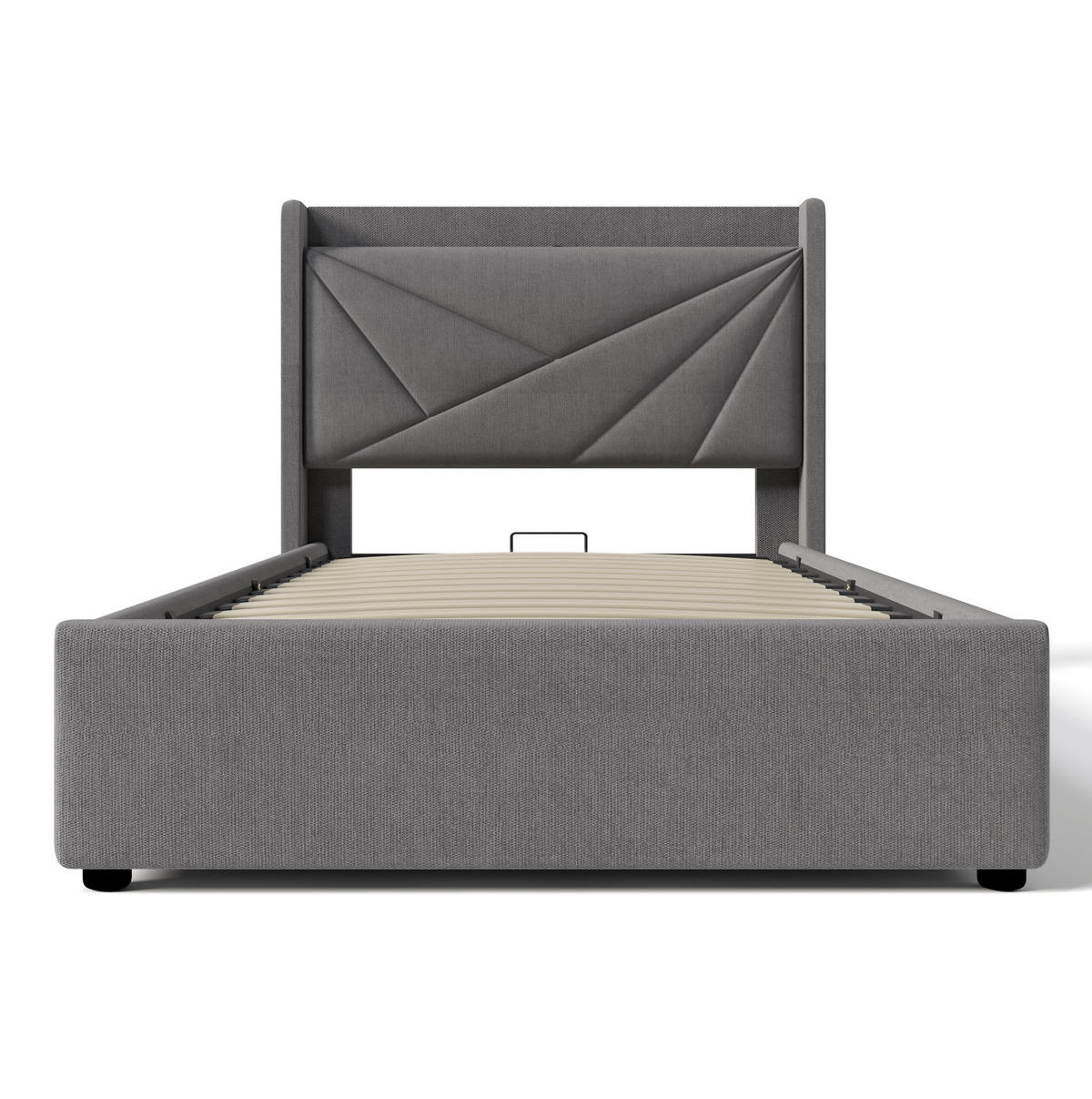 POLSTERBETT aus Baumwollleinen 90x200 cm Grau mit Bettkasten, USB- und USB-C-Anschluss - Grau, Textil (90/200cm) - IVMEU