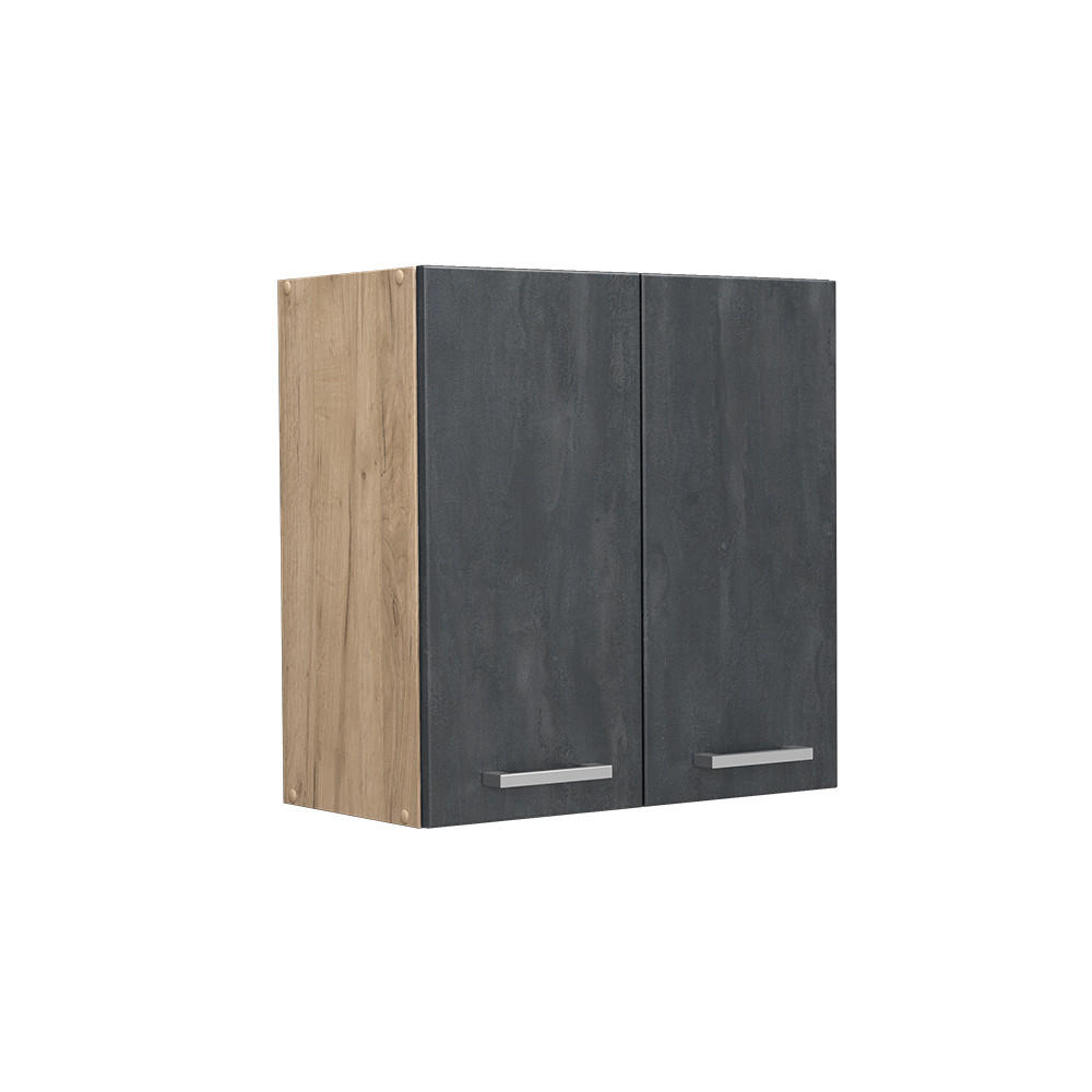 HÄNGESCHRANK R-Line Schwarz Beton 60 cm - Eiche Wotan/Schwarz, Holzwerkstoff (60/60/31cm) - Vicco