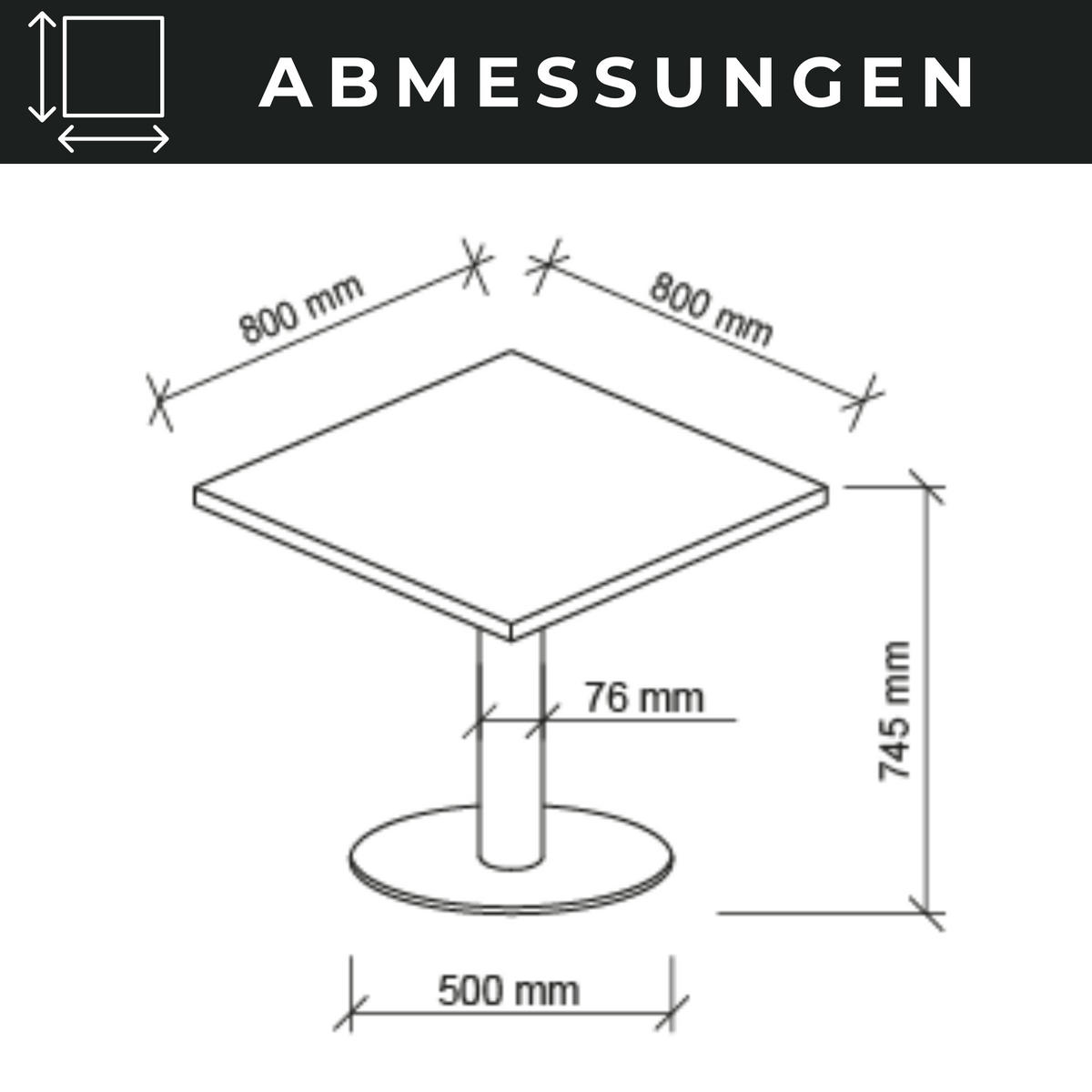 PAUSENTISCH eckig STF 80/80/74,5 cm in Grau/Chrom - Chromfarben/Grau, Holzwerkstoff (80/80/74.5cm) - bümö