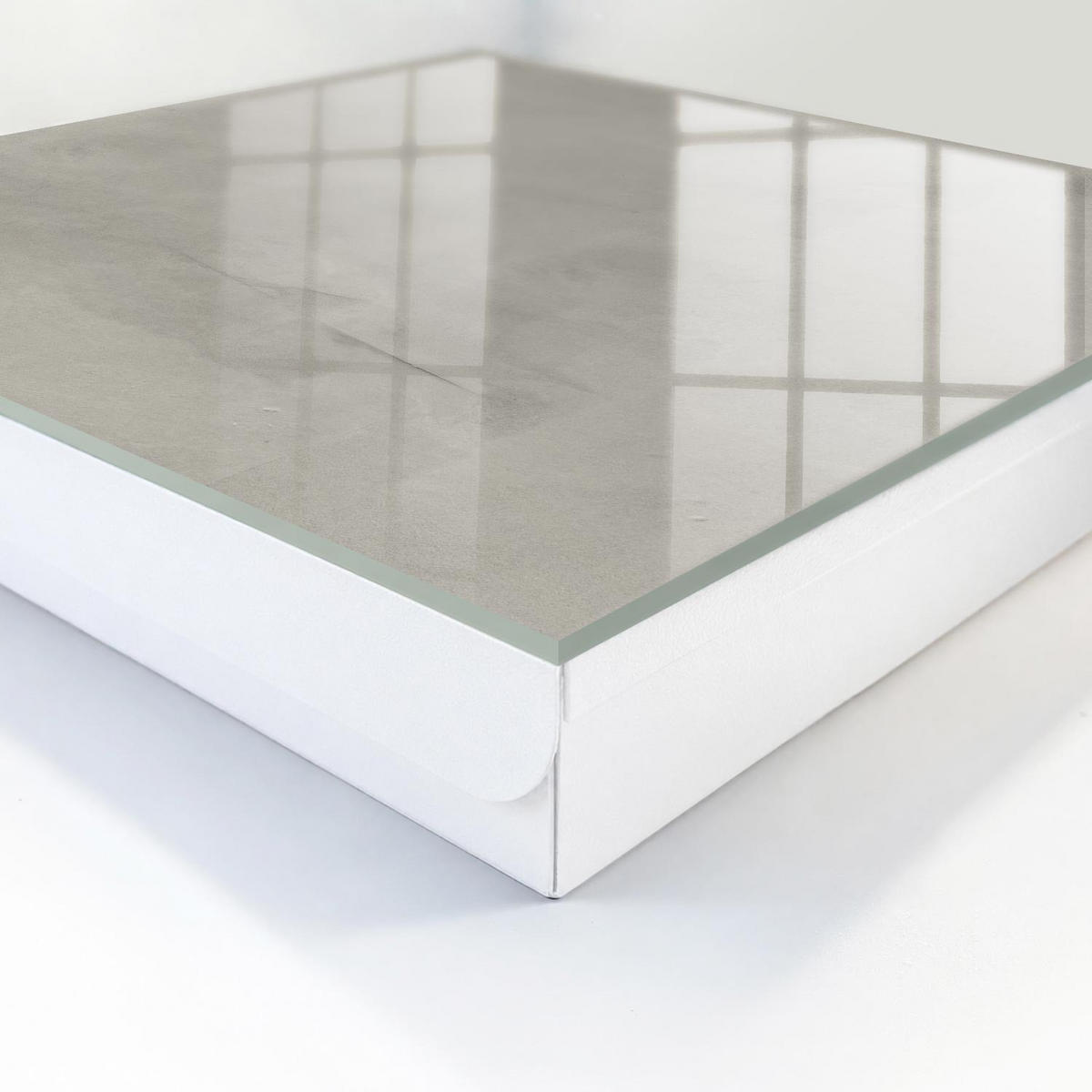 SCHLÜSSELBOX Weiß 30x30 cm – Türöffnung nach rechts - Graue Textur - Grau, Metall (30/30/5cm) - TULUP