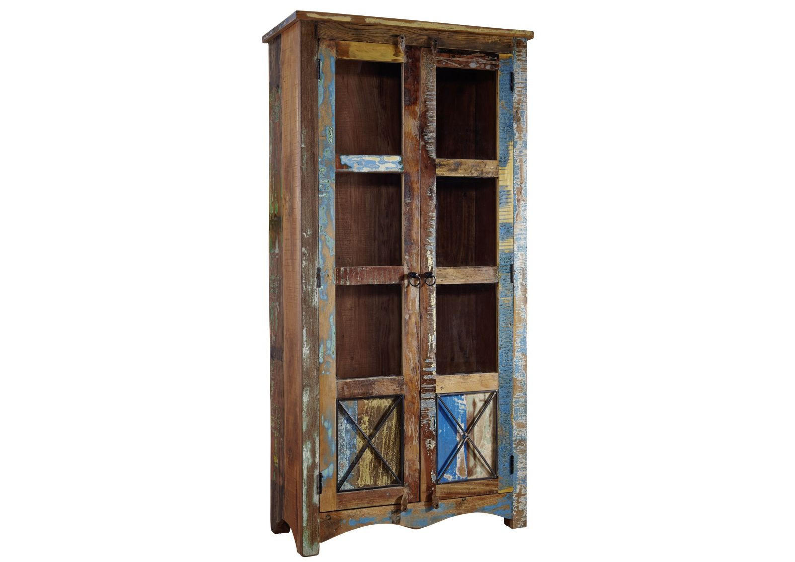 VITRINE Altholz 90x40x180 mehrfarbig lackiert NATURE OF SPIRIT #52 - Multicolor, Holz (90/180/40cm) - Massivmoebel24