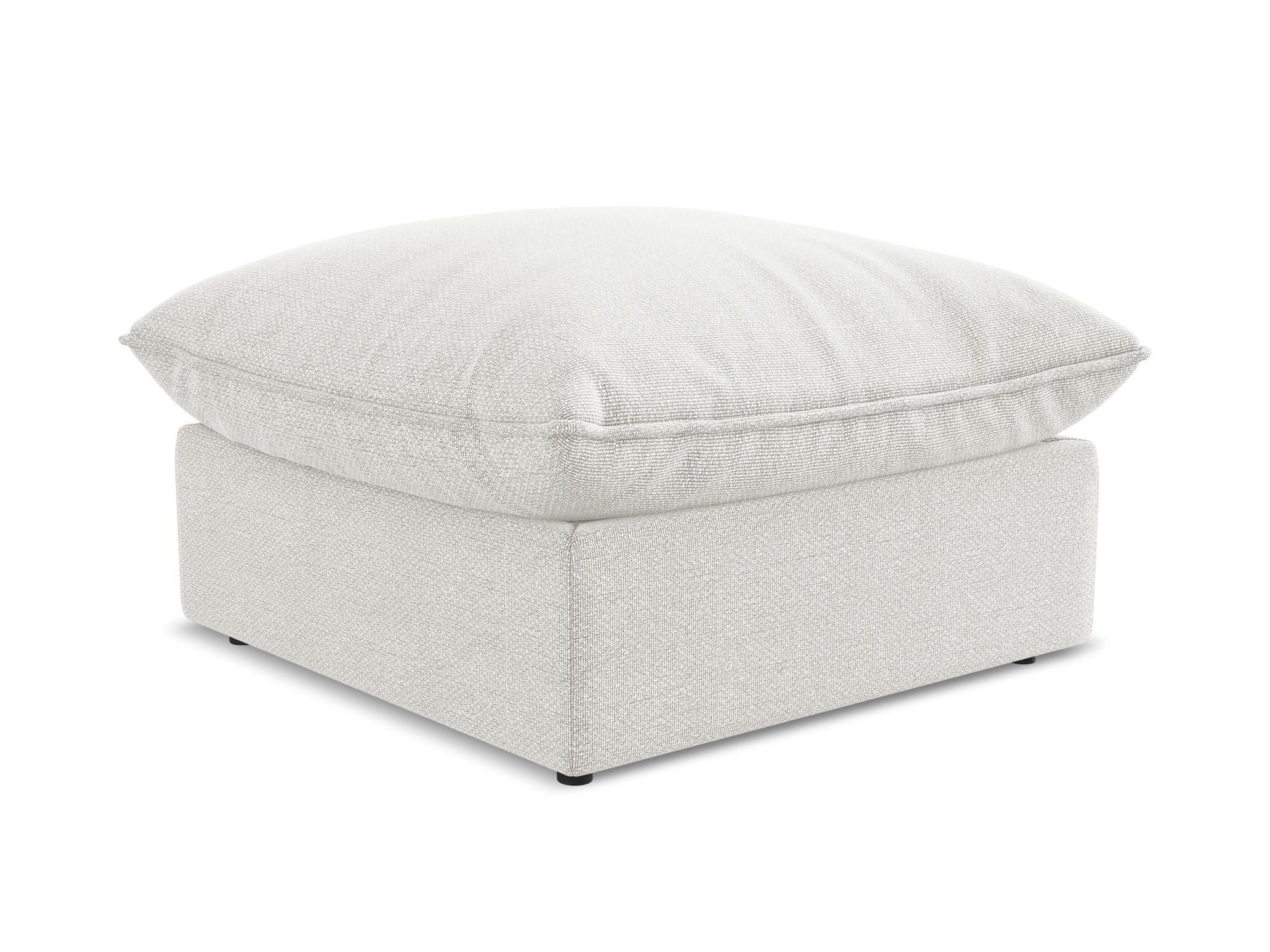 POUF Bouclé Stoff Weiß - Schwarz/Weiß, Holzwerkstoff/Kunststoff (75/45/75cm) - Makamii