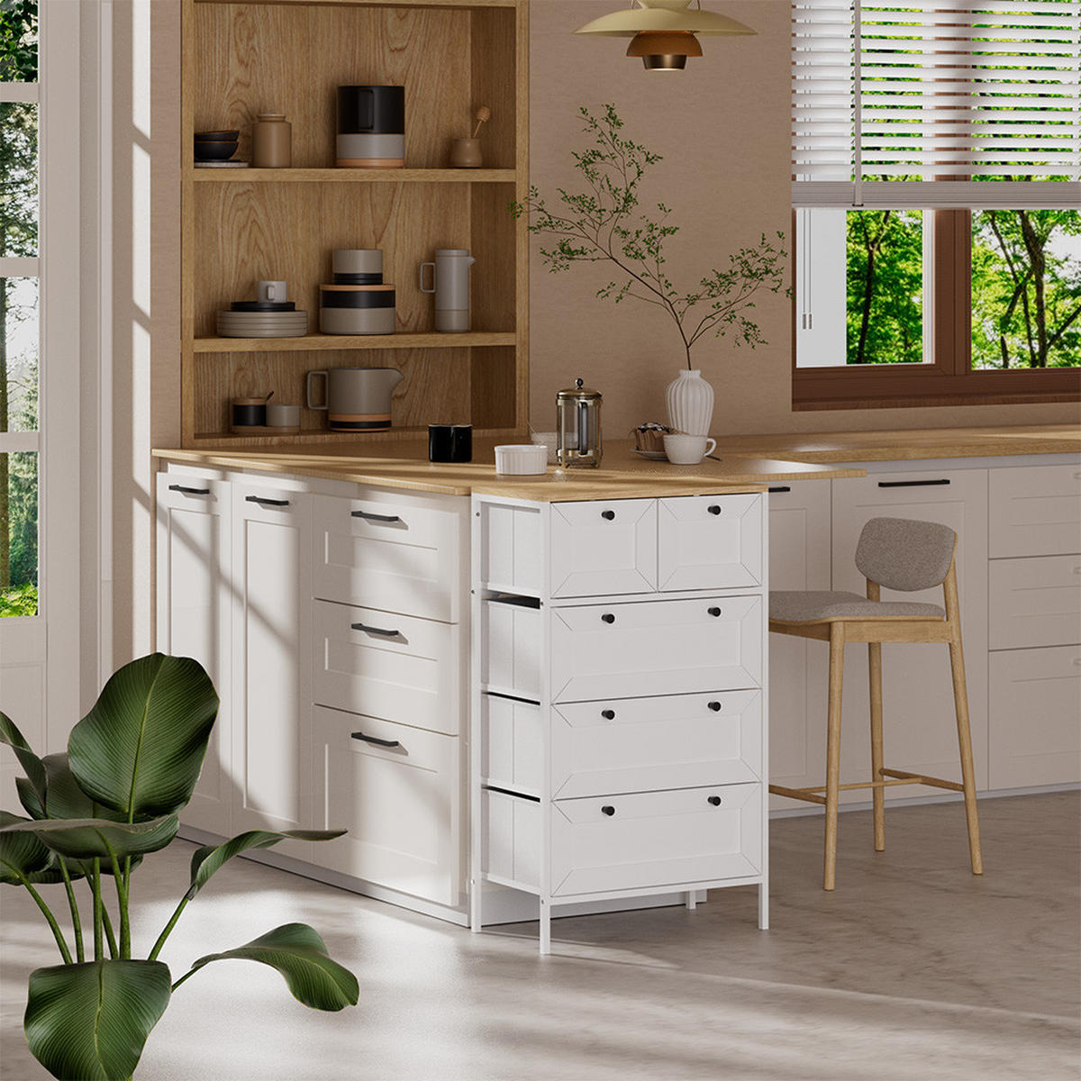 KOMMODE Belaro Weiß 56 x 95 cm mit 5 Schubladen - Weiß, Holzwerkstoff (56/95/30cm) - Vicco