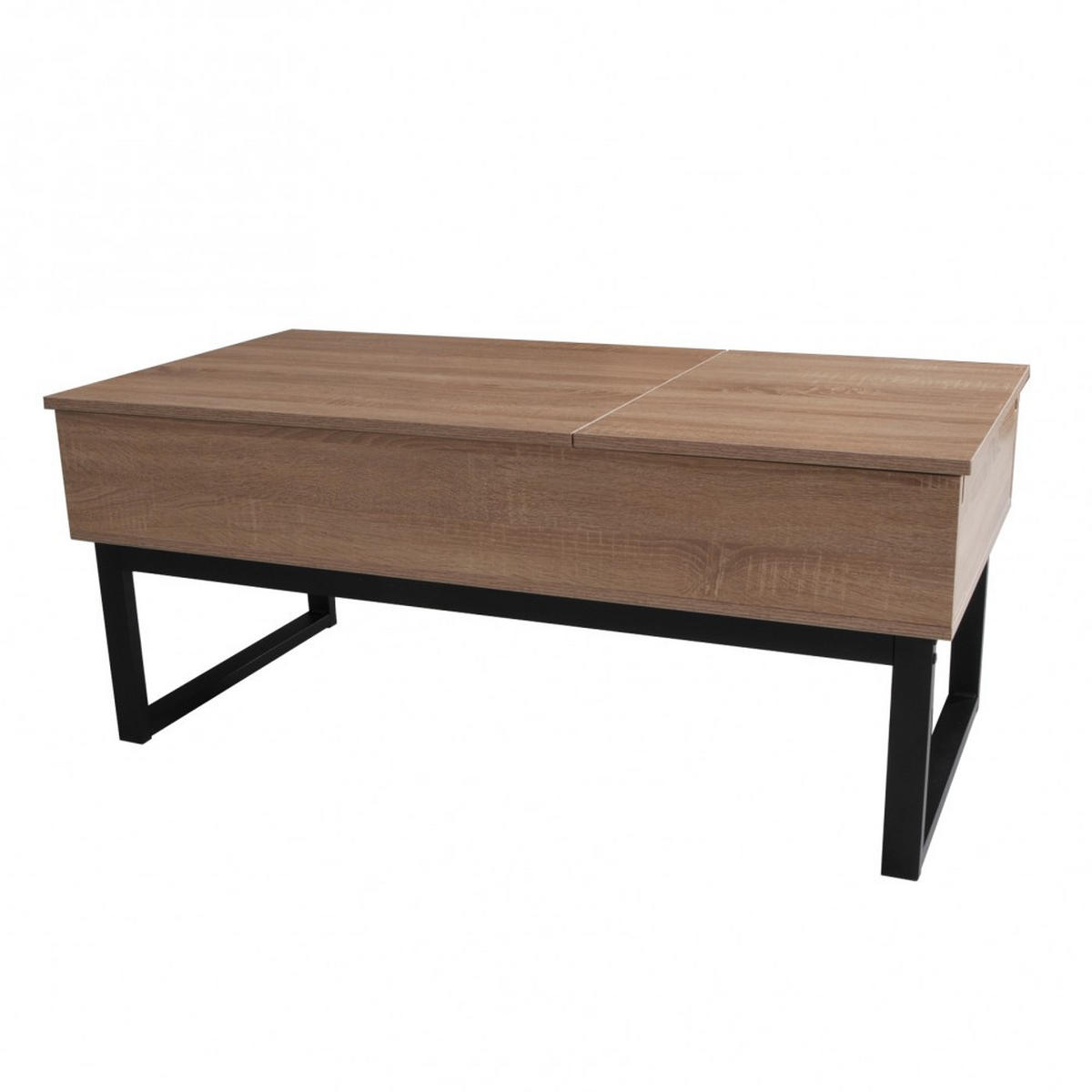COUCHTISCH FLOWER/ 110x55 cm - Gebleichte Eiche und schwarz - Eichefarben/Schwarz, Holzwerkstoff/Metall (100/64/63cm) - Weber Industries